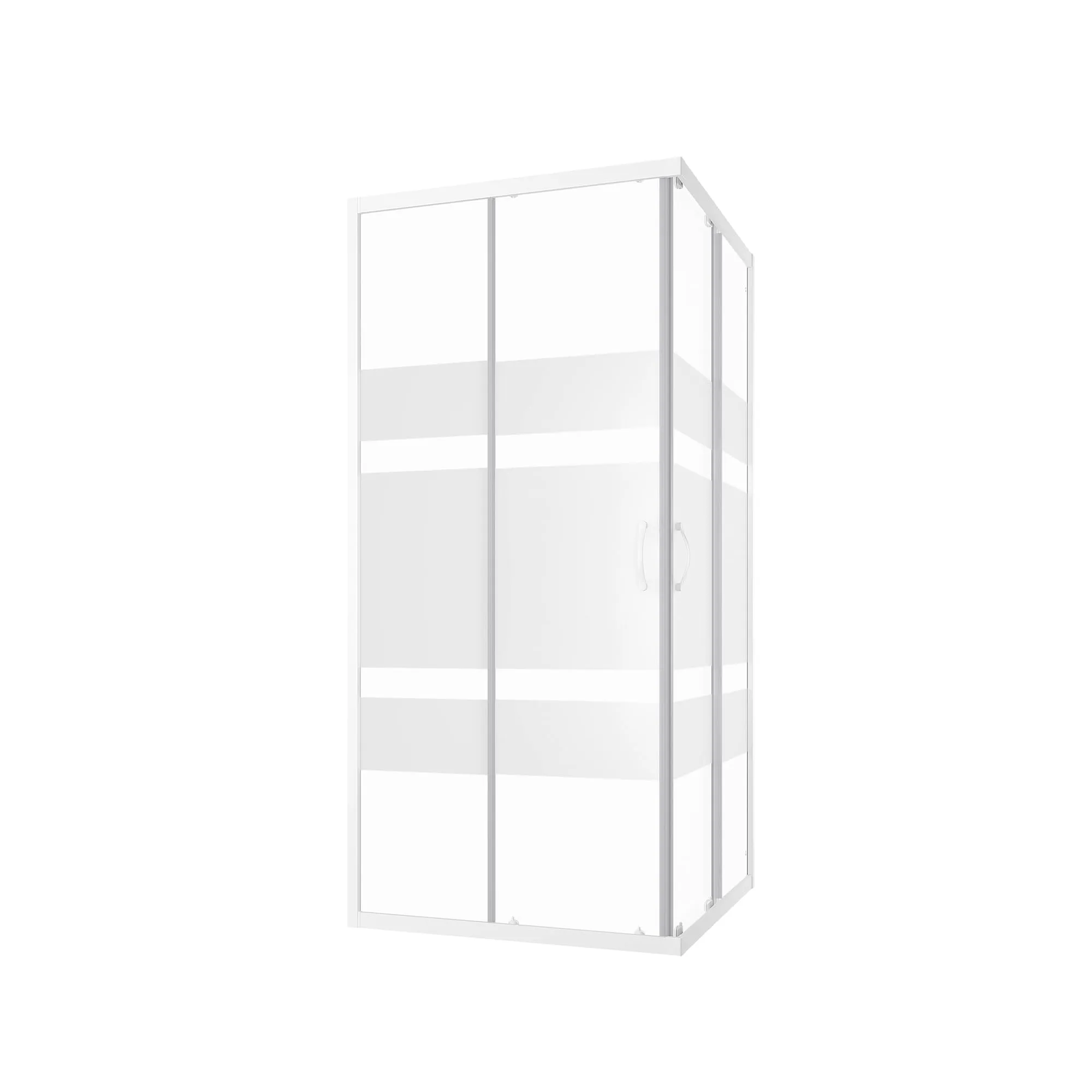 Box Doccia Angolare 80x80 cm Vetro Serigrafato 4 mm Profili Bianchi h185cm - Modello Grenada