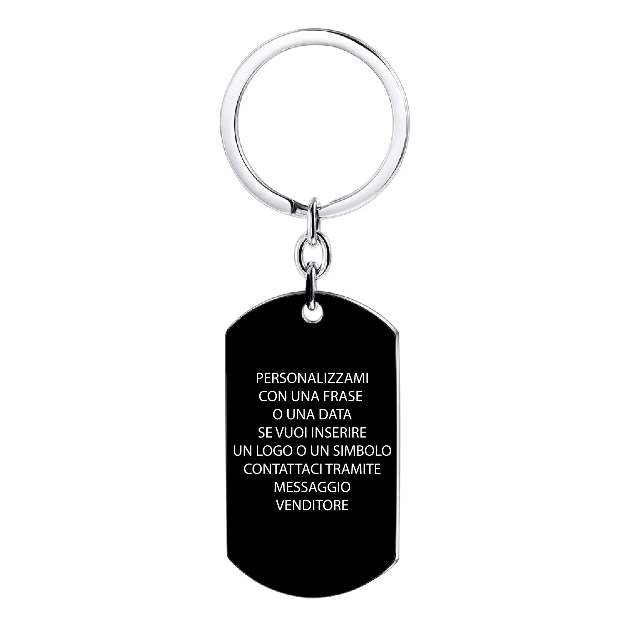 Portachiavi Personalizzato Piastrina Family Argento Stileitaliano
