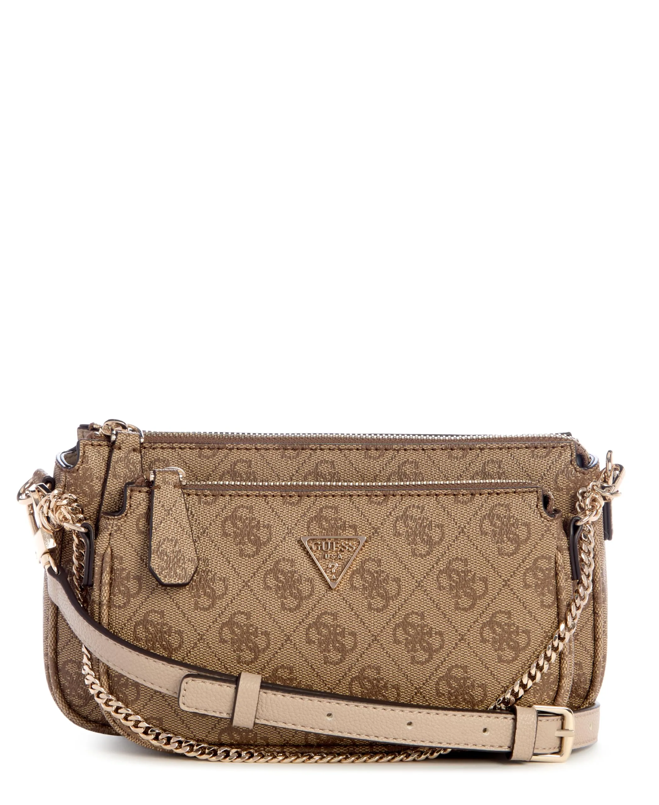 GUESS Noelle II Double Pouch Crossbody, Borsa a Tracolla Donna, Logo Latte
