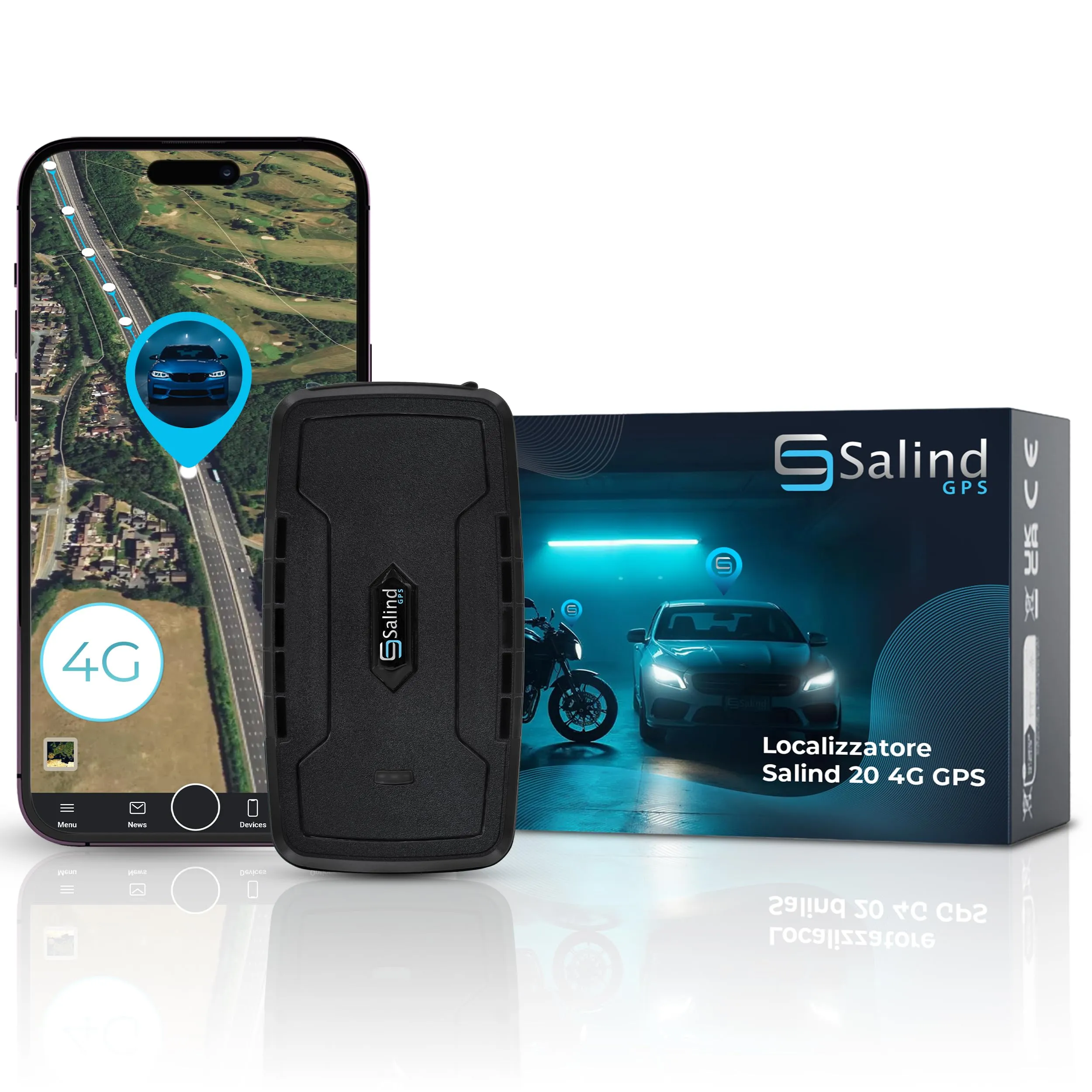 Salind 20 4G Tracker GPS per Auto, Barche e Veicoli - Batteria Lunga Durata