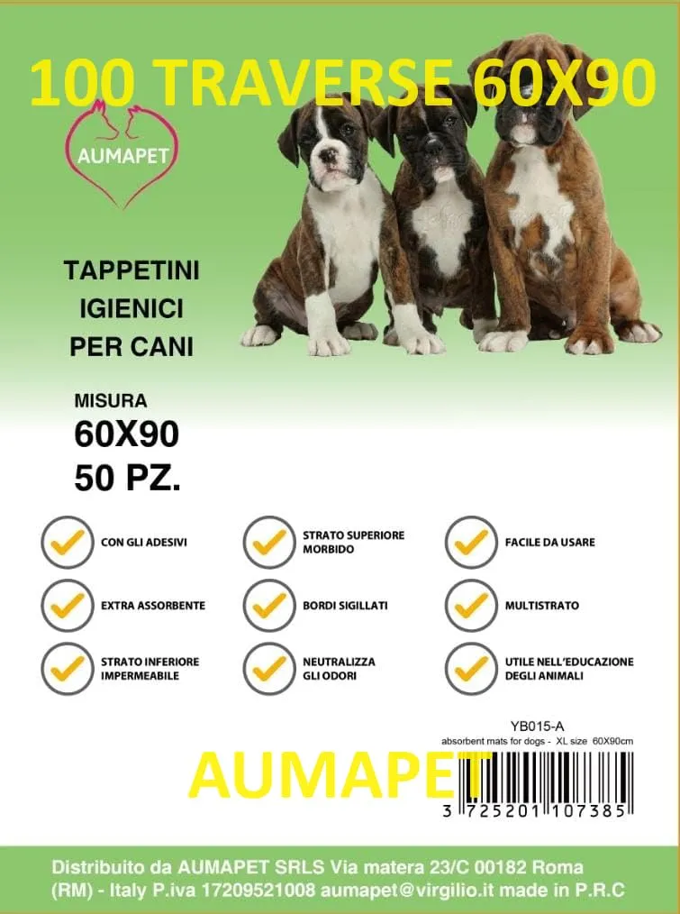 Aumapets - 100 Tappetini Assorbenti Igienici per Cani 60x90 cm