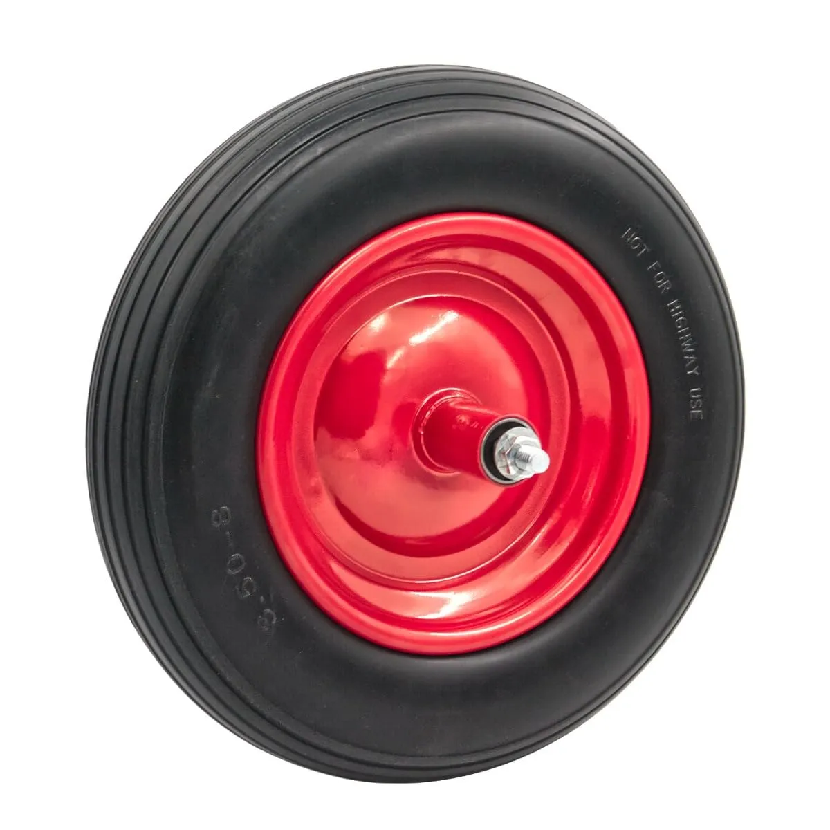 Ruota STI 3.5-8 Gomma Piena Antiforatura per Carriola con Asse