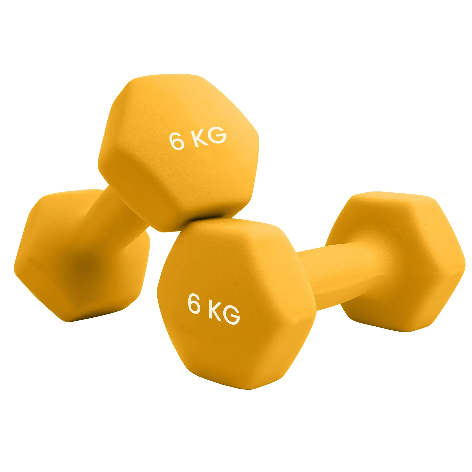 Unycos - Set di 2 Manubri Antiscivolo in Neoprene 6 kg Gialli