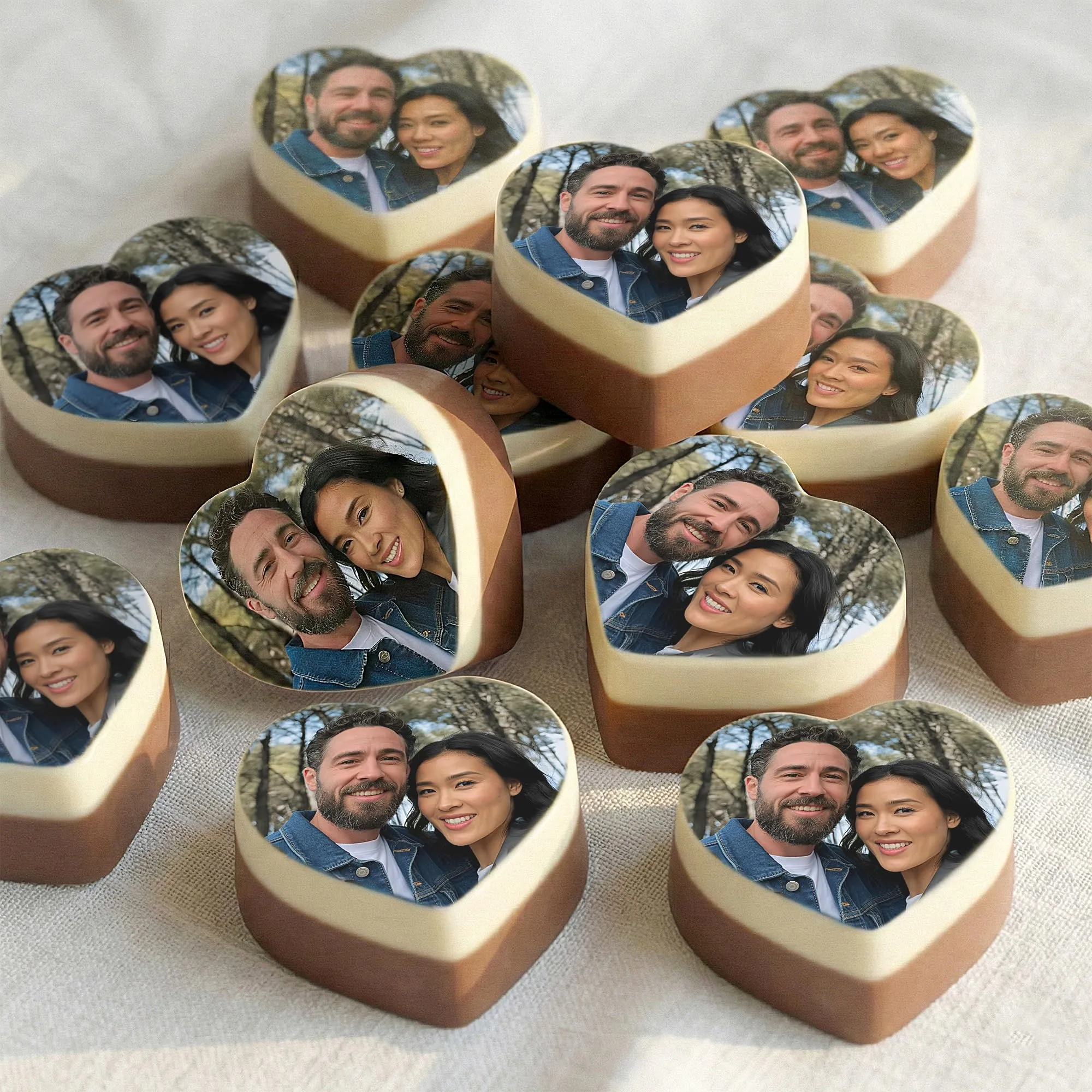 Cioccolatini con Foto Personalizzata a Forma di Cuore - Confezione Regalo 12 Pezzi