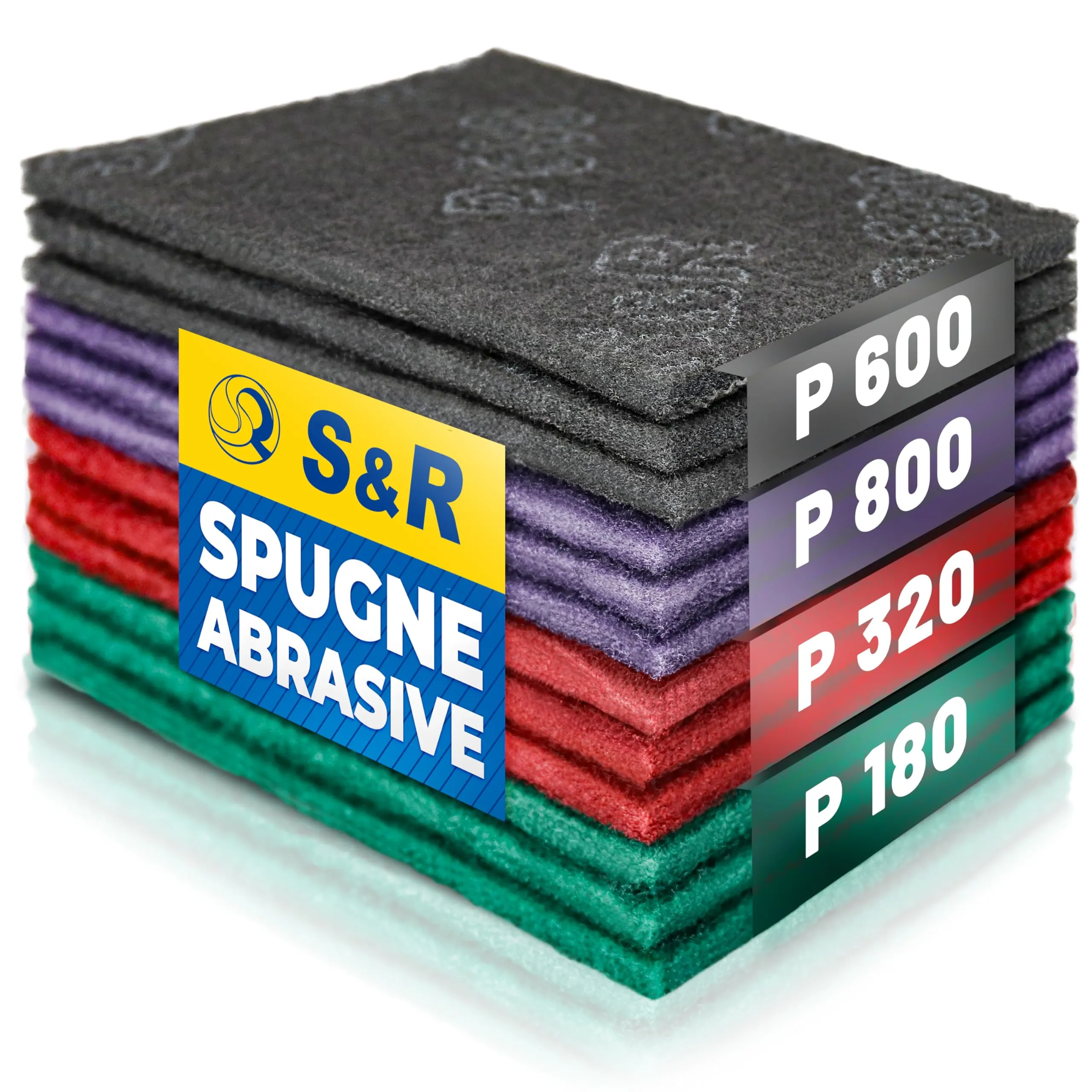 S&R 12 Spugne Abrasive Multiuso per Metallo, Legno e Acciaio Inox