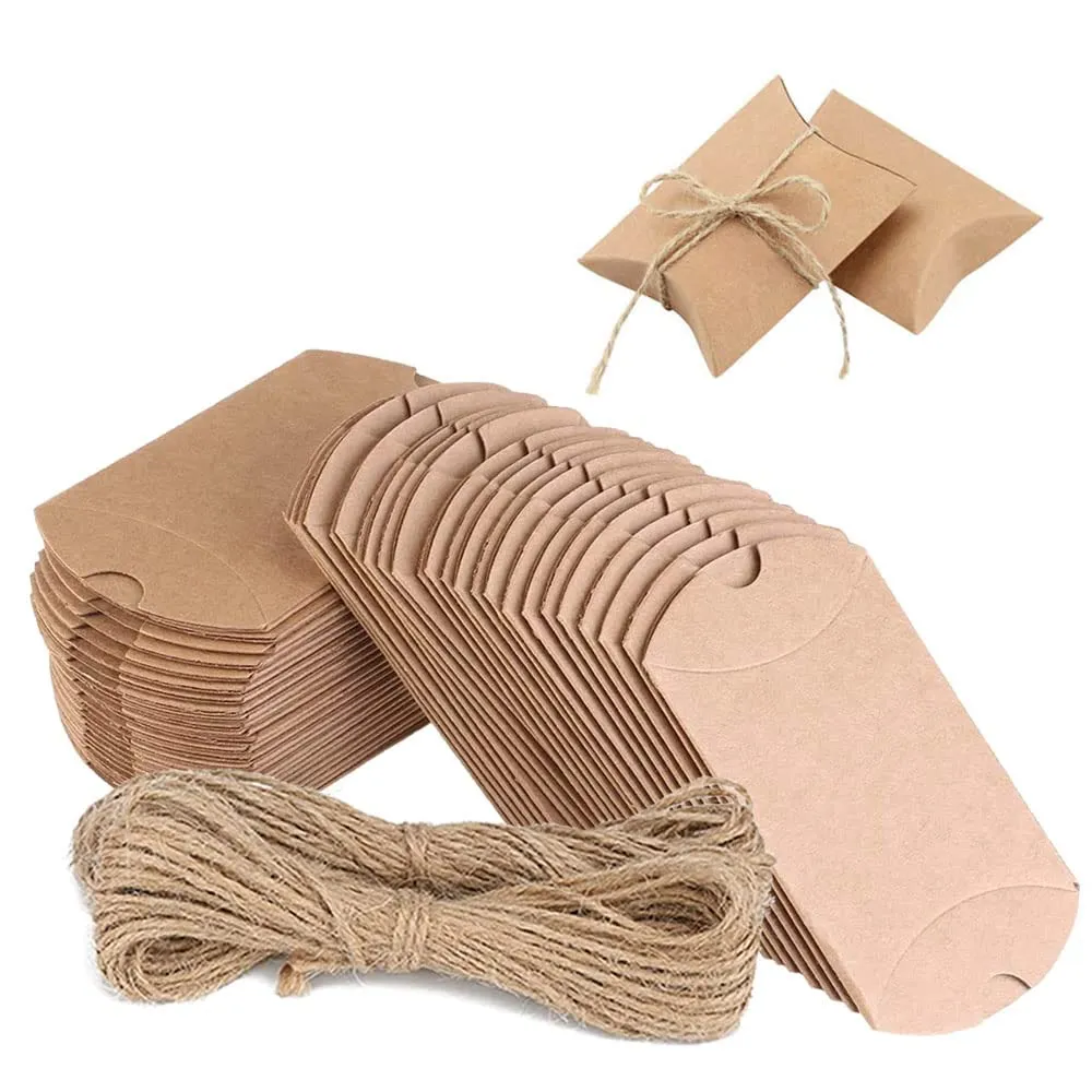 Naiocase 100 Scatole Portaconfetti Kraft con Corda di Canapa
