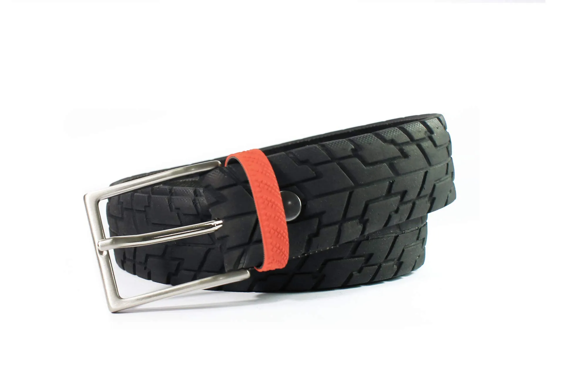 MNMUR - Cintura in copertone di bicicletta riciclato - M/L - Nero/Rosso