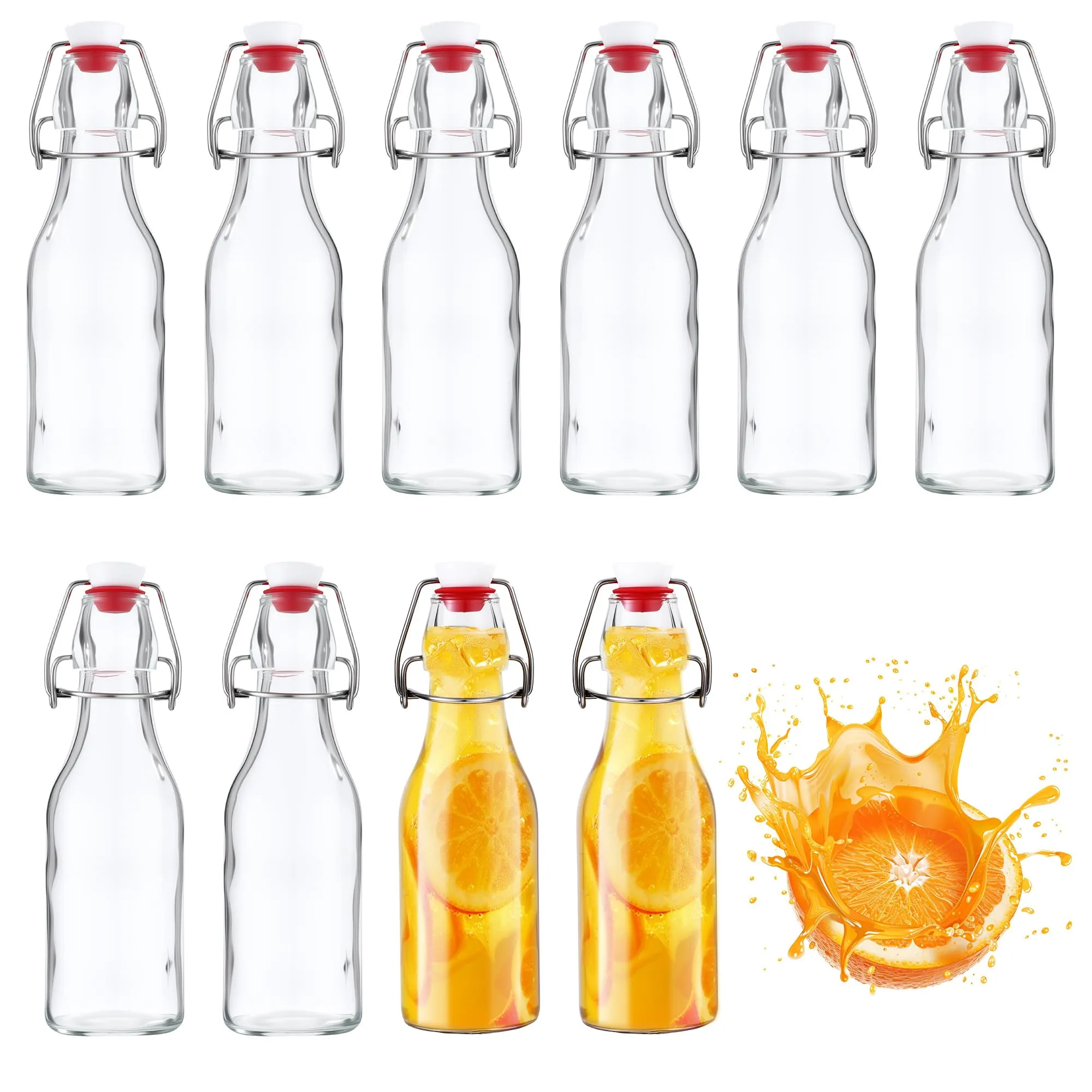 Nuangoo Set da 10 Bottiglie in Vetro da 250ml con Tappo Ermetico