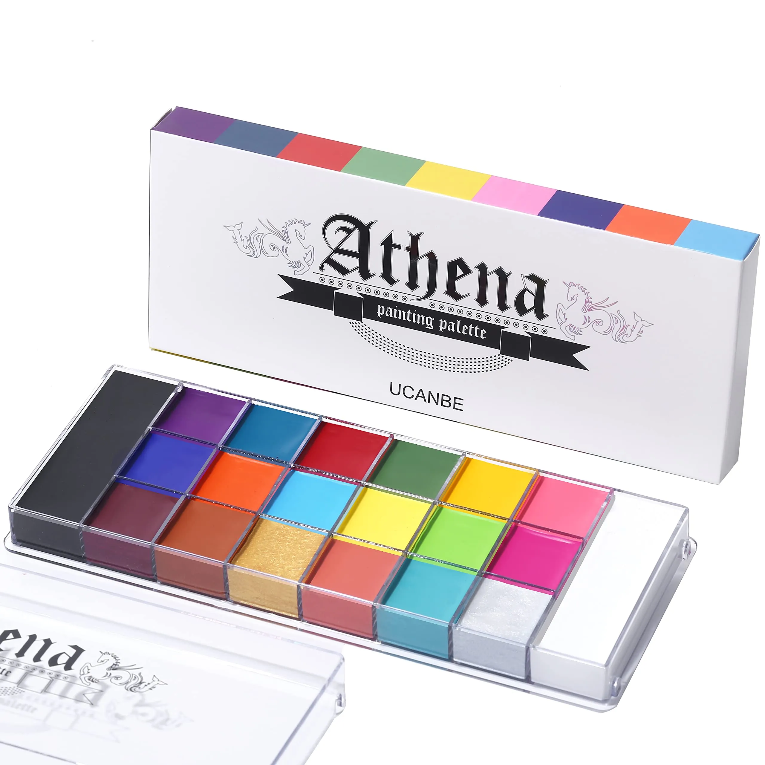 UCANBE Pittura per Viso 20 Colori - Athena Palette per Trucco Halloween e Body Painting