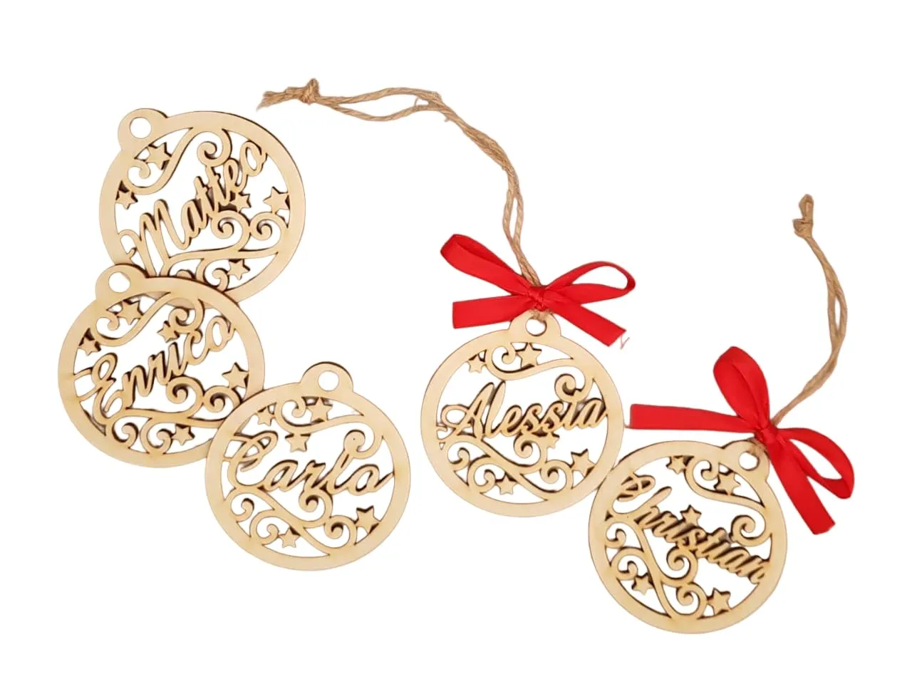 Palline di Natale in legno personalizzabili (9 pezzi)