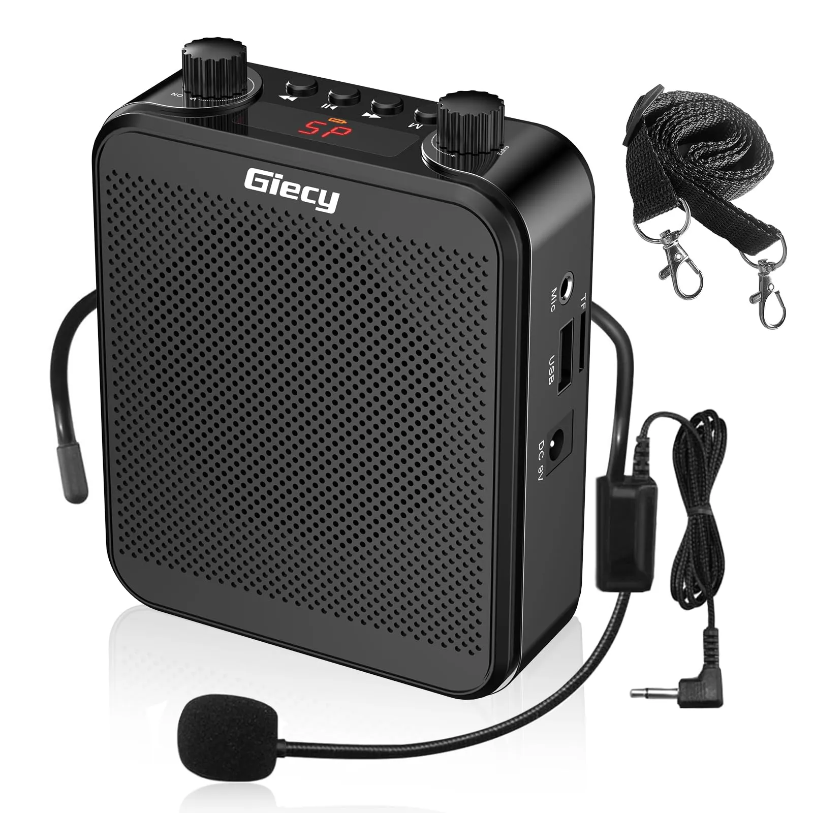 Giecy Amplificatore Vocale Portatile 30W con Microfono Cuffia