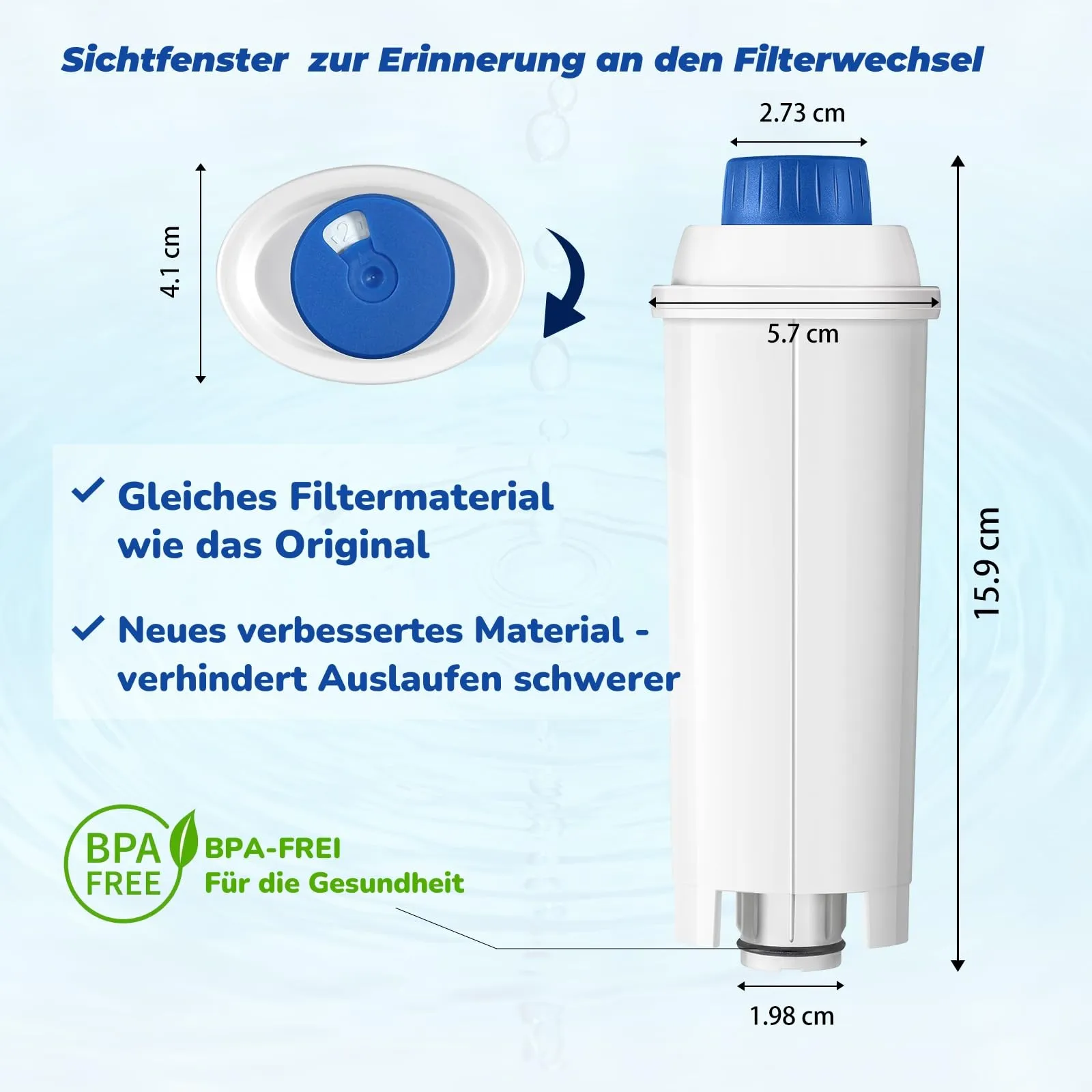 Mutital Filtro Acqua per Macchine da Caffè DeLonghi DLSC002, SER3017, 5513292811 (4 Pezzi)