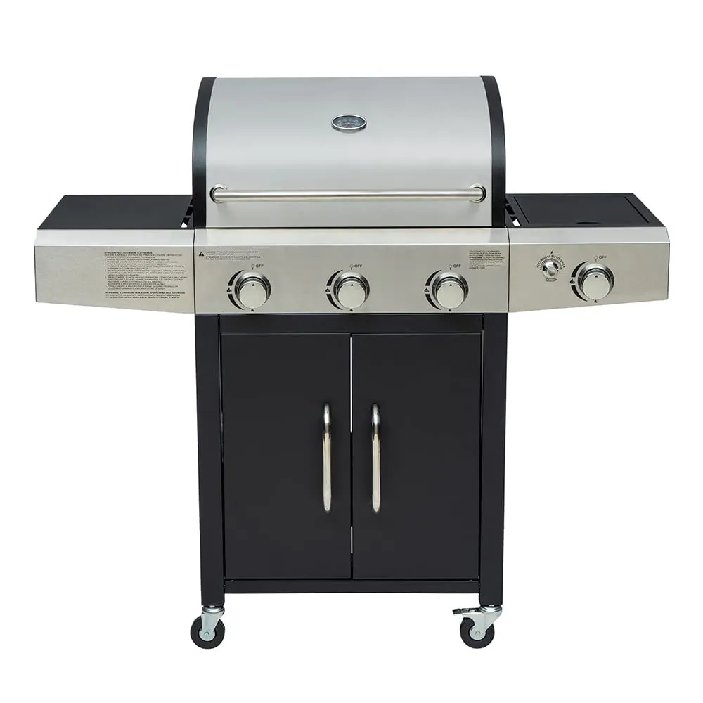 Arsard Barbecue a Gas Professionale XXL 4 Fuochi con Bruciatore Laterale