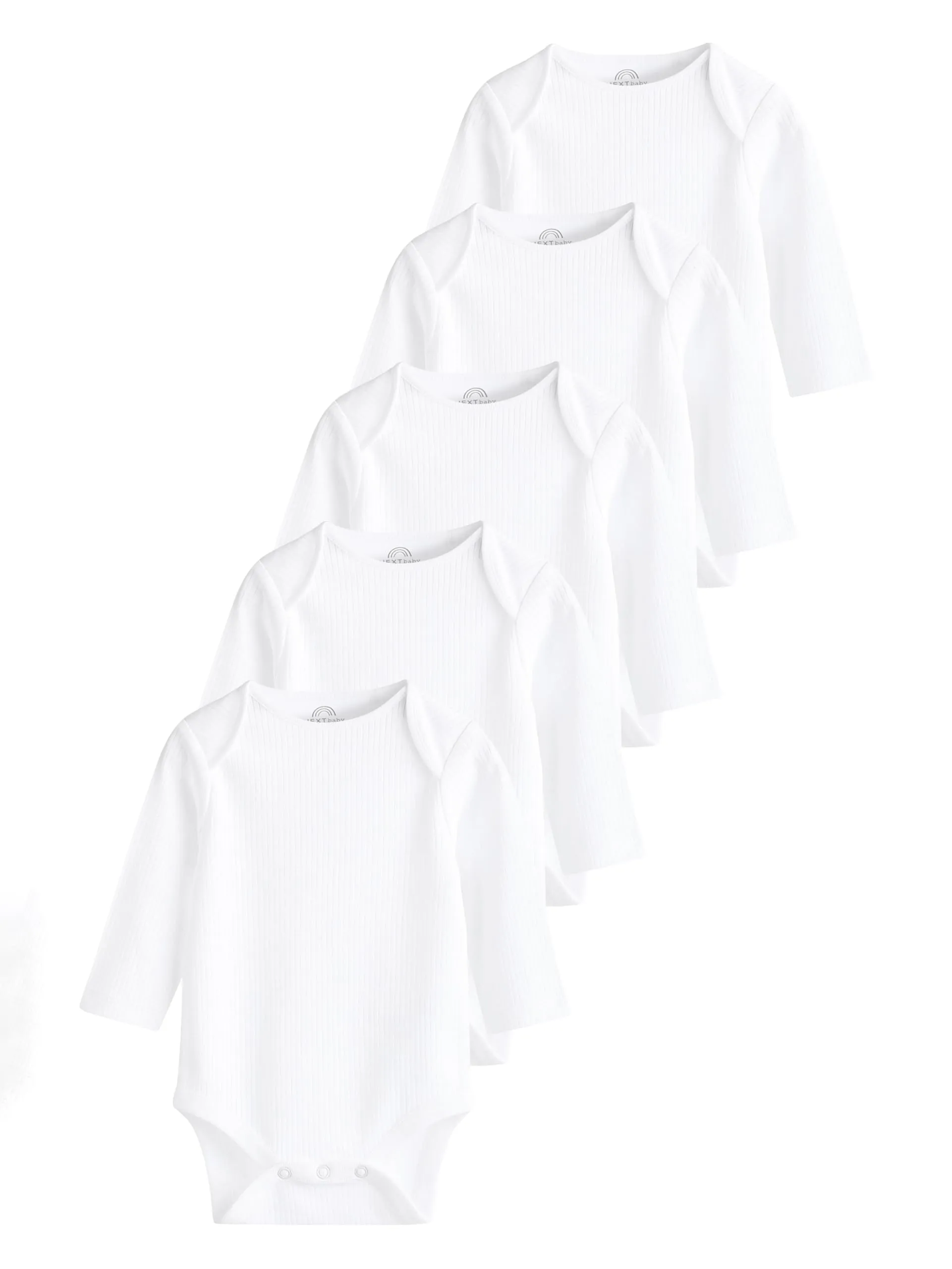 NEXT Confezione da 5 Body Neonato Manica Lunga Coste Bianco 3 Mesi