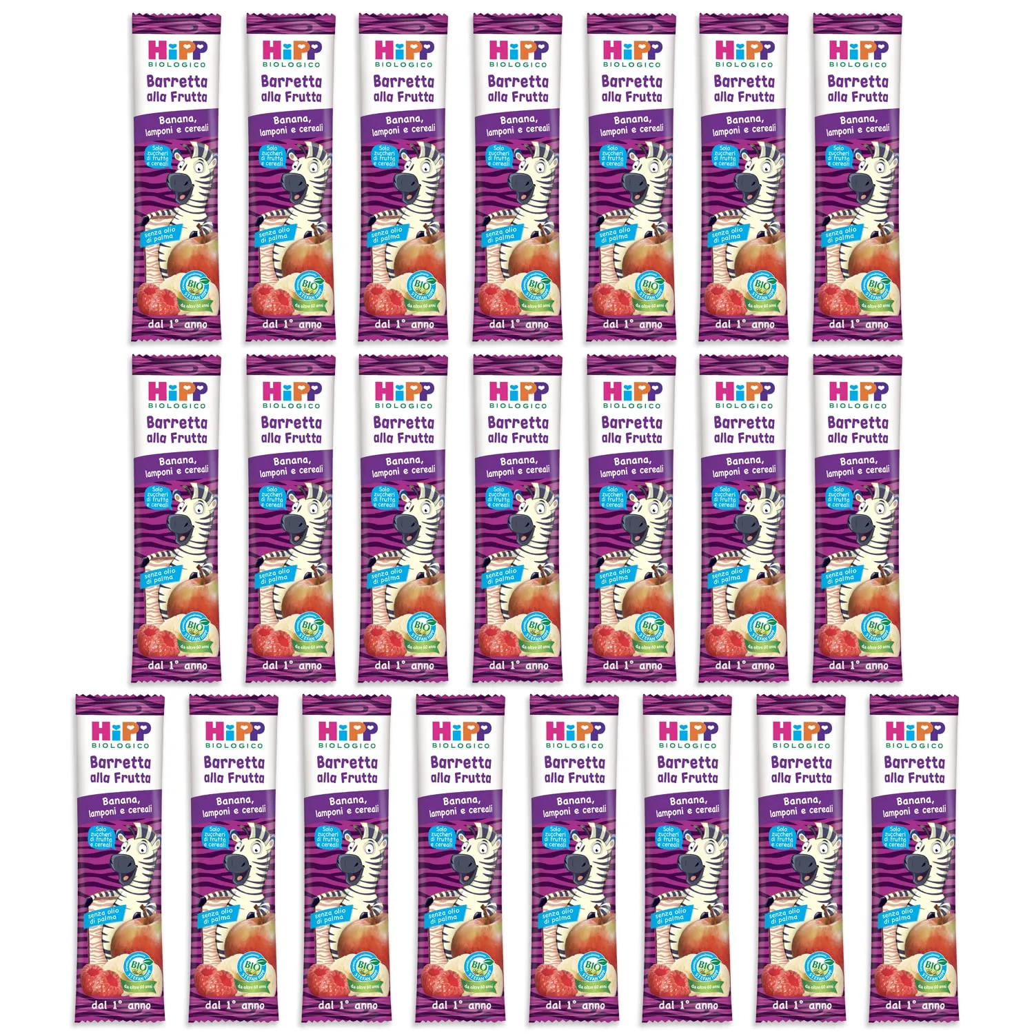 HiPP - Barrette alla Frutta Bio Banana, Lamponi e Cereali - 22x23gr