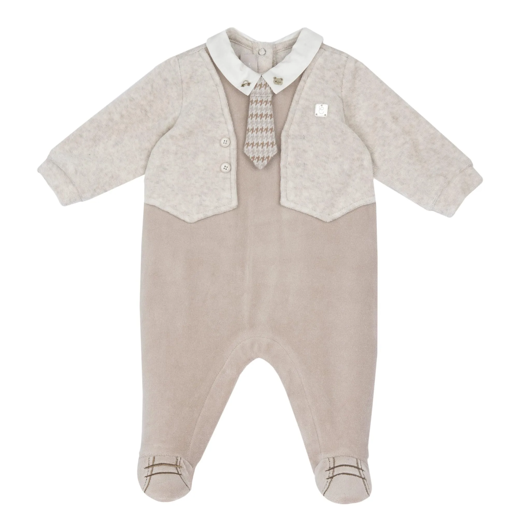 Chicco Tutina Neonato in Ciniglia con Gilet e Cravatta