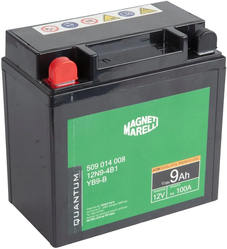 Quantum Energy Magneti Marelli Batteria Moto e Scooter 9AH 12V 100A AGM (Polo Positivo Sinistro)