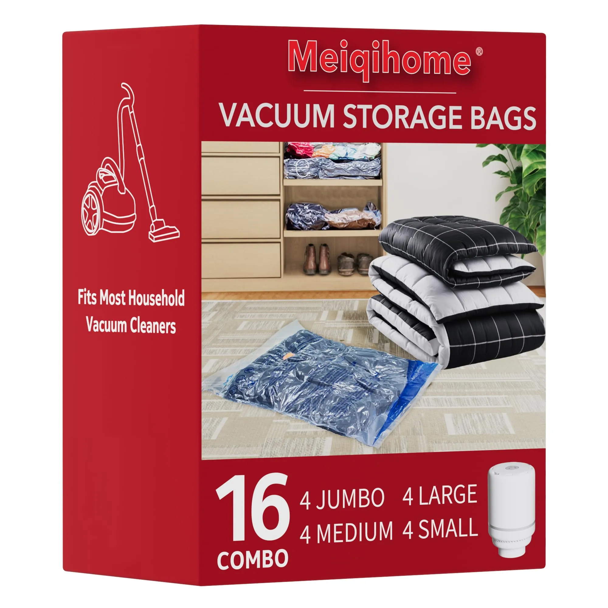 MEIQIHOME Set da 16 Sacchetti Sottovuoto con Pompa Elettrica