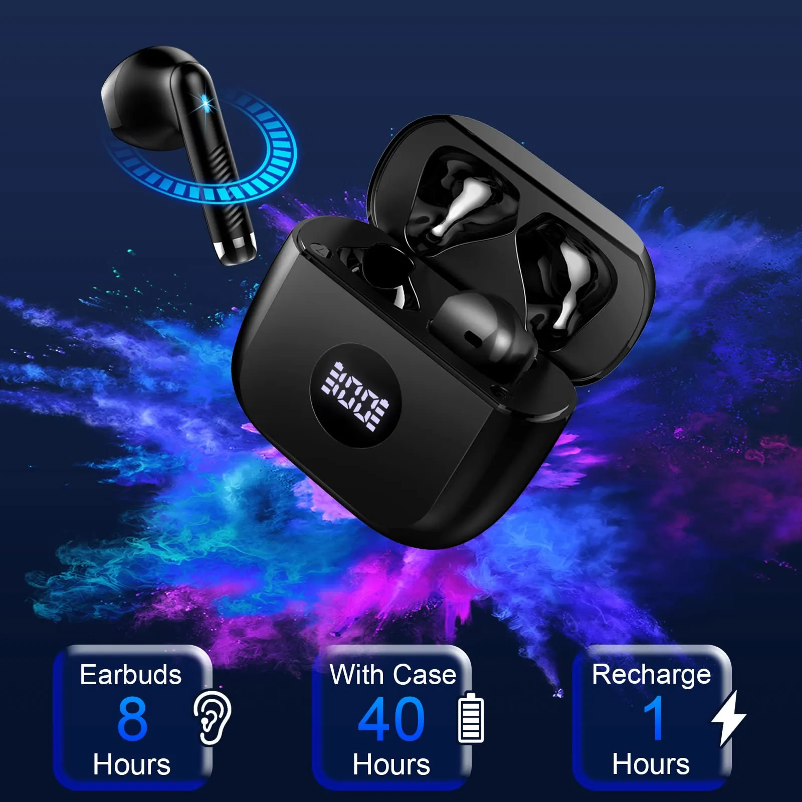 Auricolari Bluetooth 5.4 Con ENC 4 Mic, 40 Ore Di Riproduzione, Hi-Fi Stereo, IP7 Impermeabili – Per IOS E Android