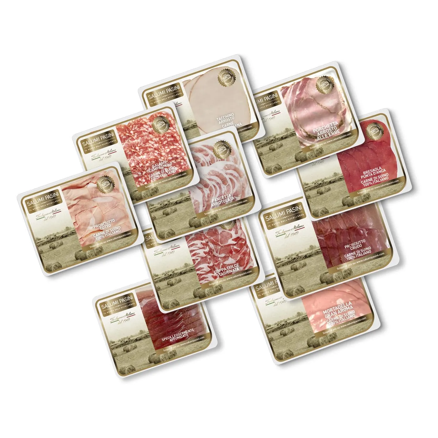 Gran Mix Salumi - 10 Vaschette Miste Pasini® (840g Totali)