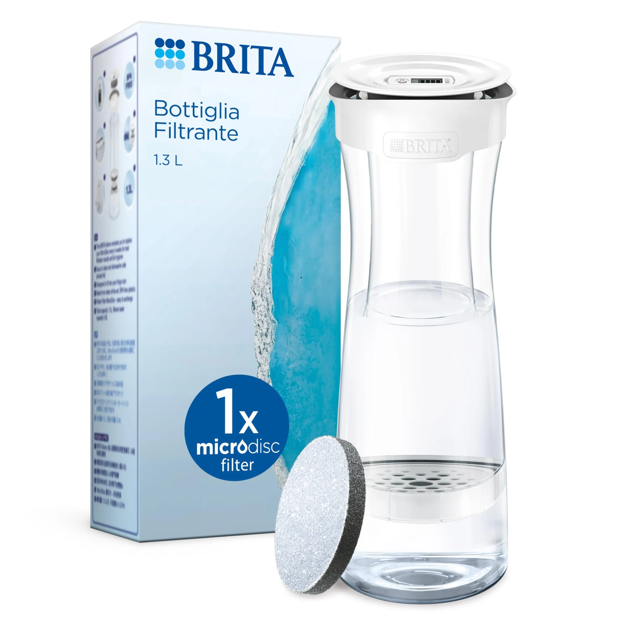 BRITA Bottiglia filtrante bianca 1.3L con MicroDisc