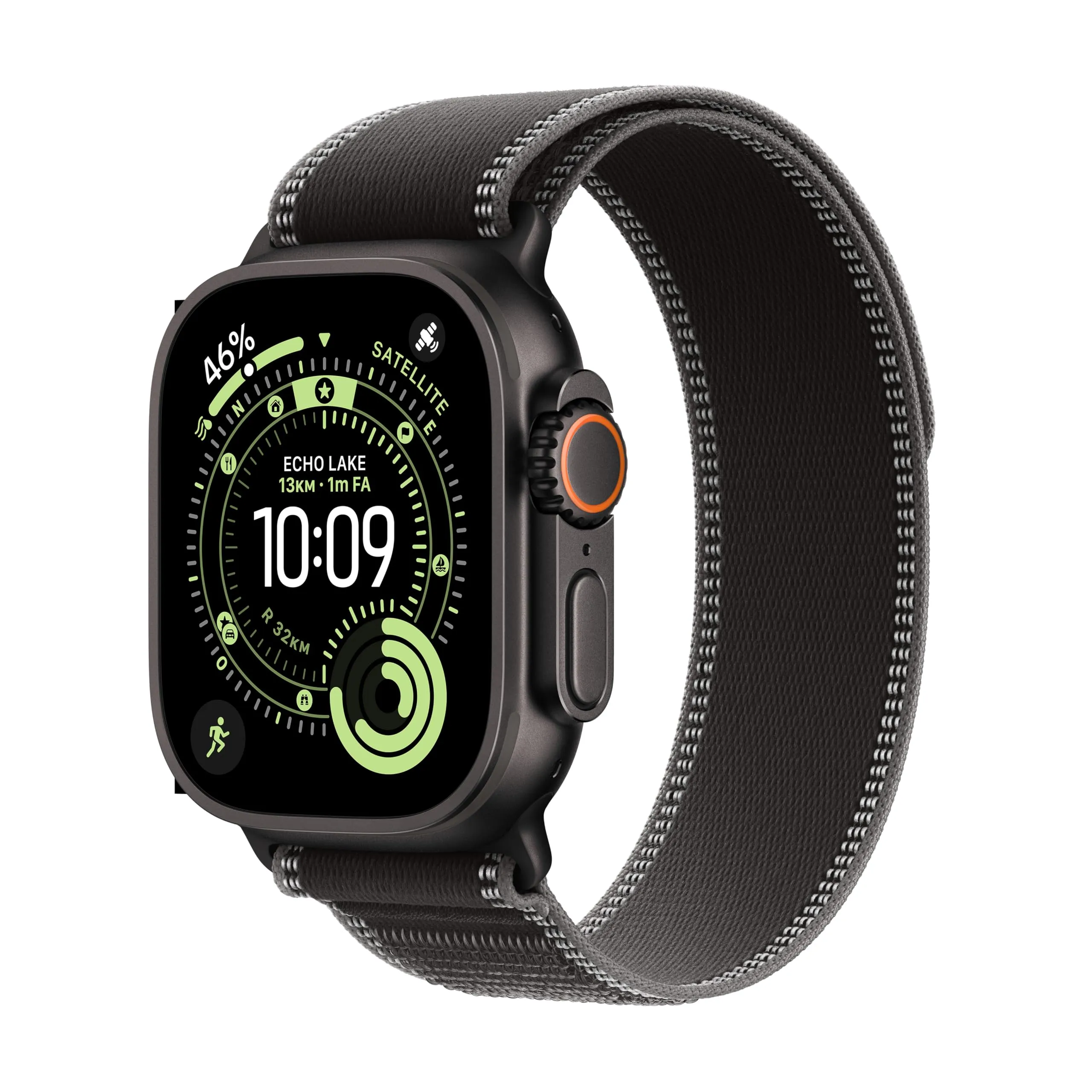 Apple Watch Ultra 3 GPS + Cellular, Cassa 49 mm in titanio nero con Trail Loop nero/cenere - M/L