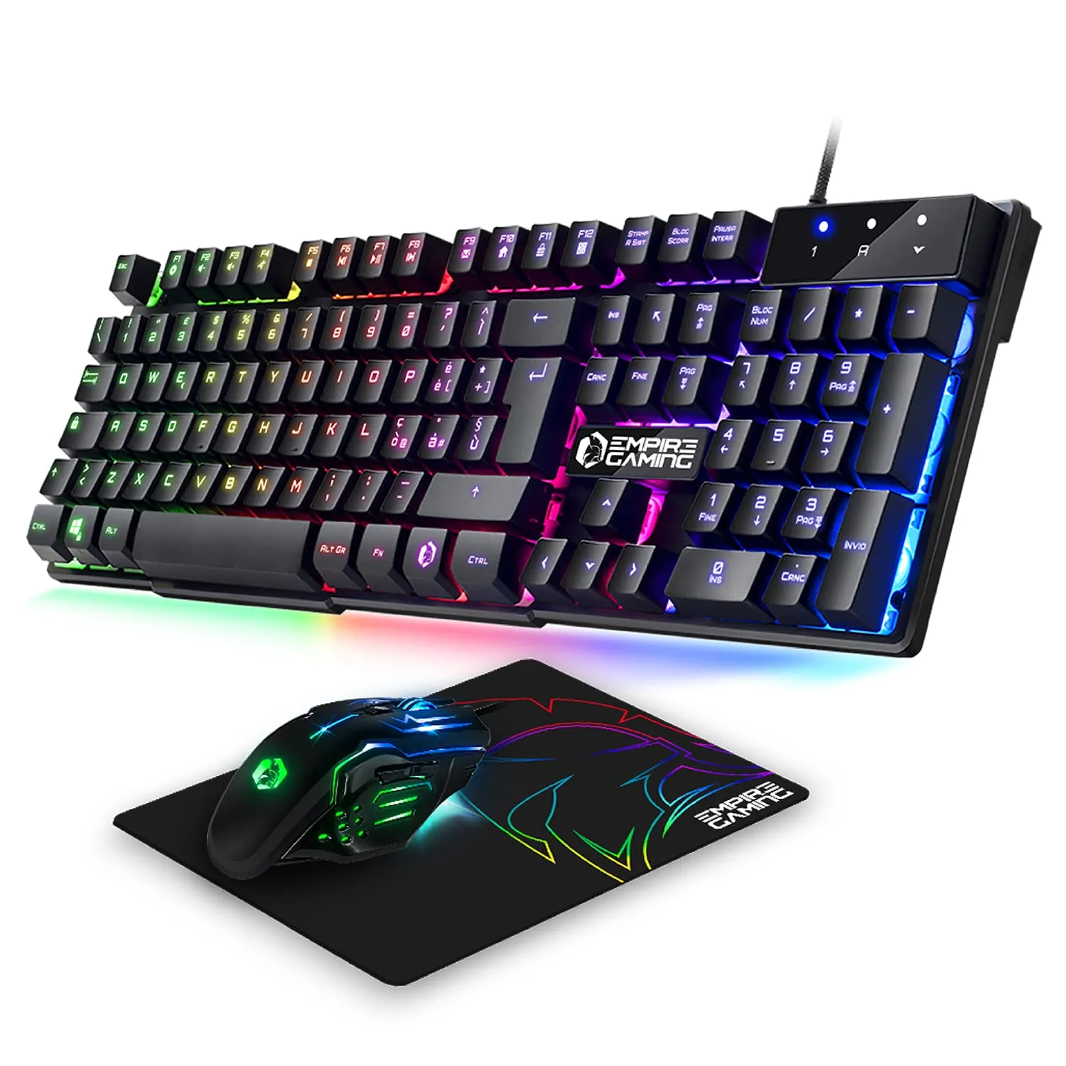 EMPIRE GAMING Pack 800 - Kit Tastiera e Mouse Gaming QWERTY IT