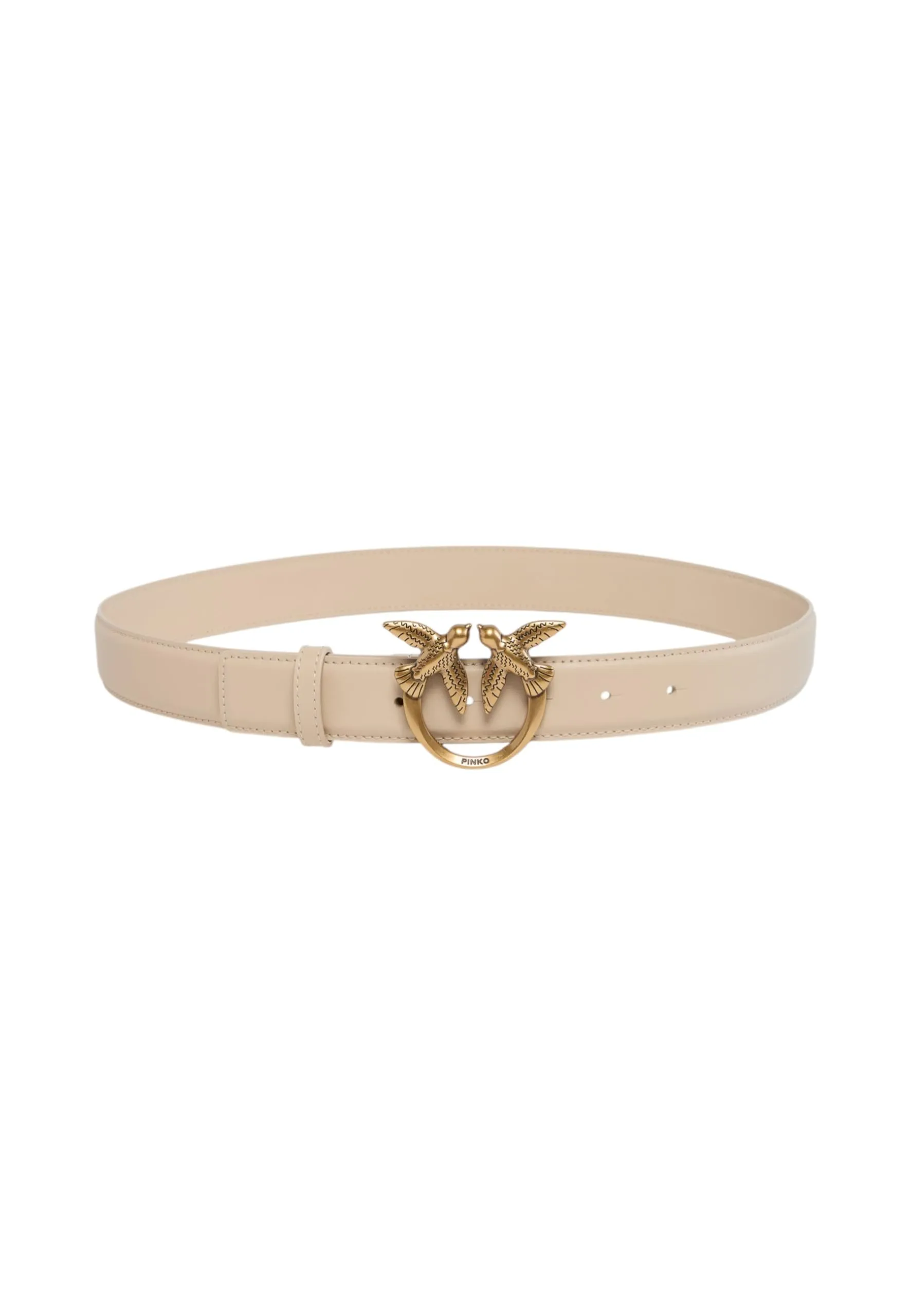 Cintura Pinko Love Birds in Pelle Beige da Donna