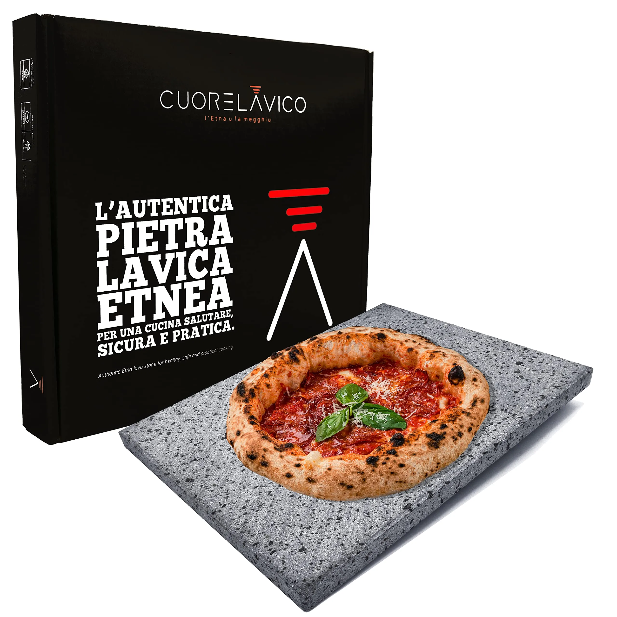 Piastra Refrattaria in Pietra Lavica Etnea per Pizza - 39x30x2 cm