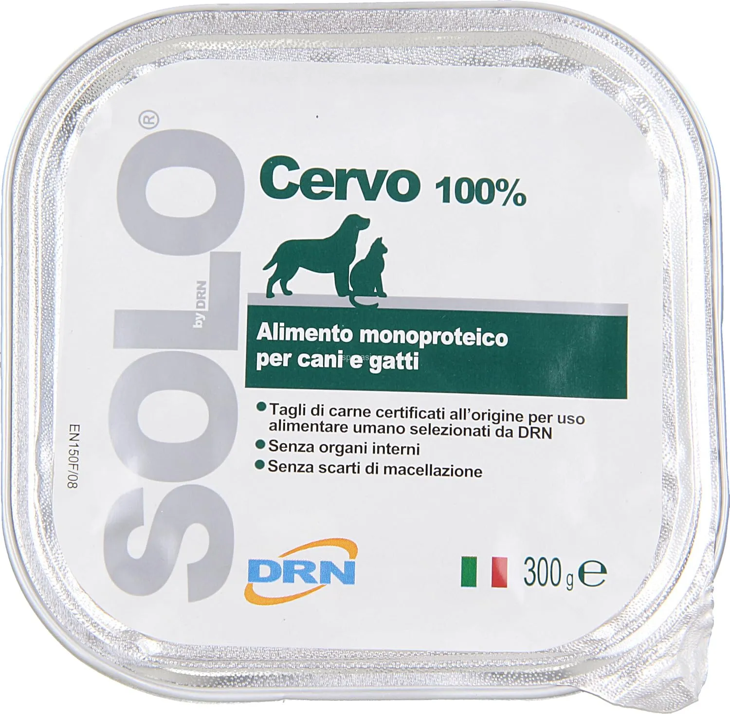 DRN Solo Cervo - Alimento Monoproteico per Cani e Gatti - 18 confezioni da 300g
