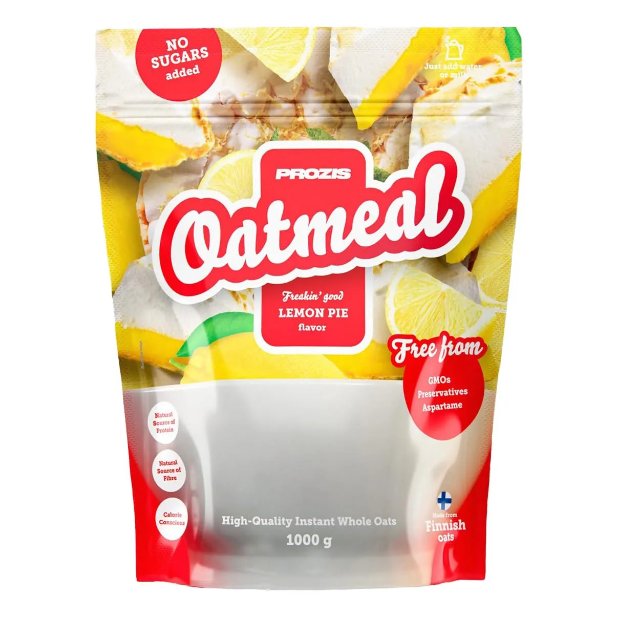 Prozis Oatmeal 1 kg - Farina Avena Integrale Solubile - Torta Limone