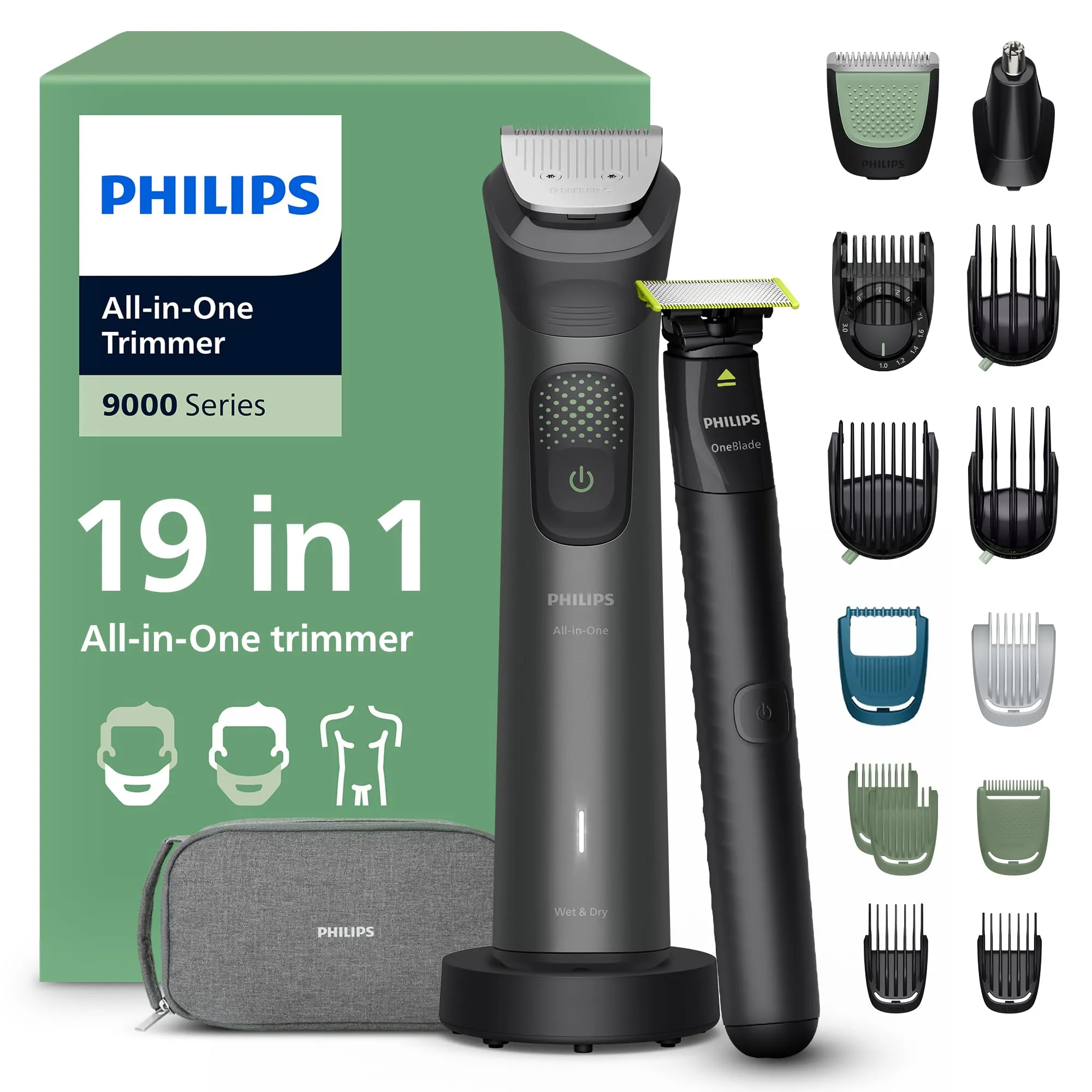 Philips Multigroom Serie 9000 MG9556/15: Rifinitore All-in-one 19 in 1