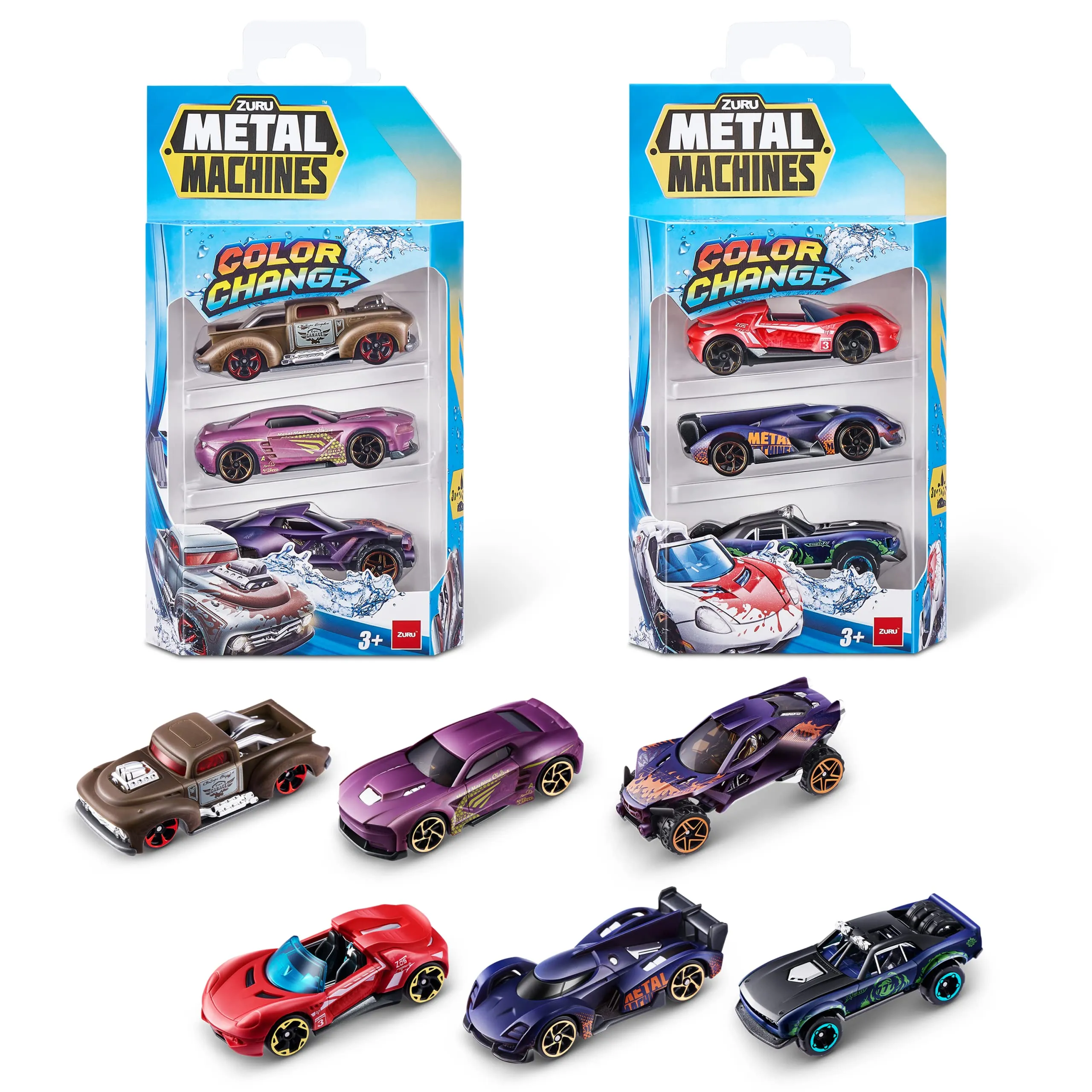 Metal Machines Color Change Car Series 4 - 6 Pack
