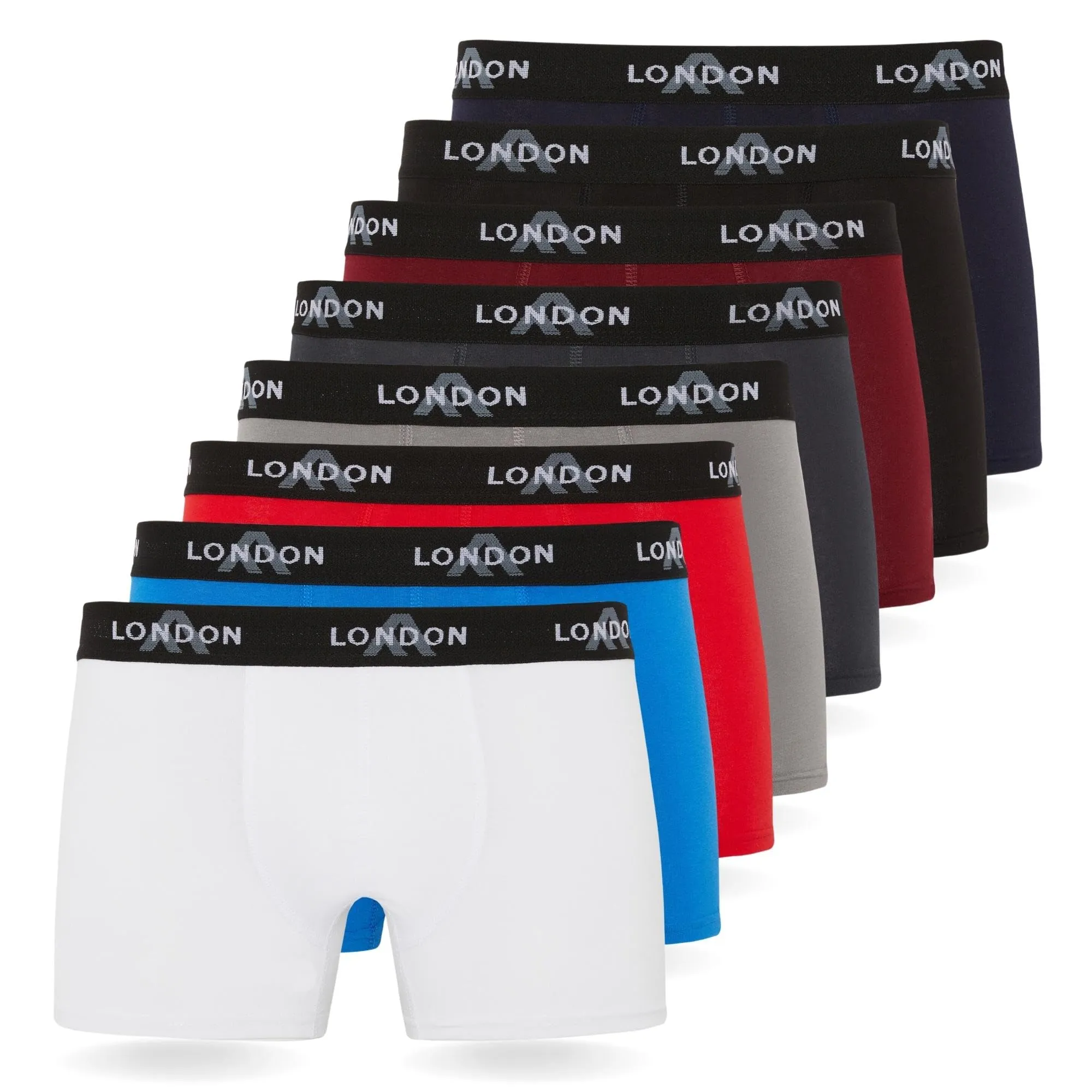 FM London - Boxer Uomo in Cotone Elasticizzato - Pacco da 8, Multicolore, Taglia M