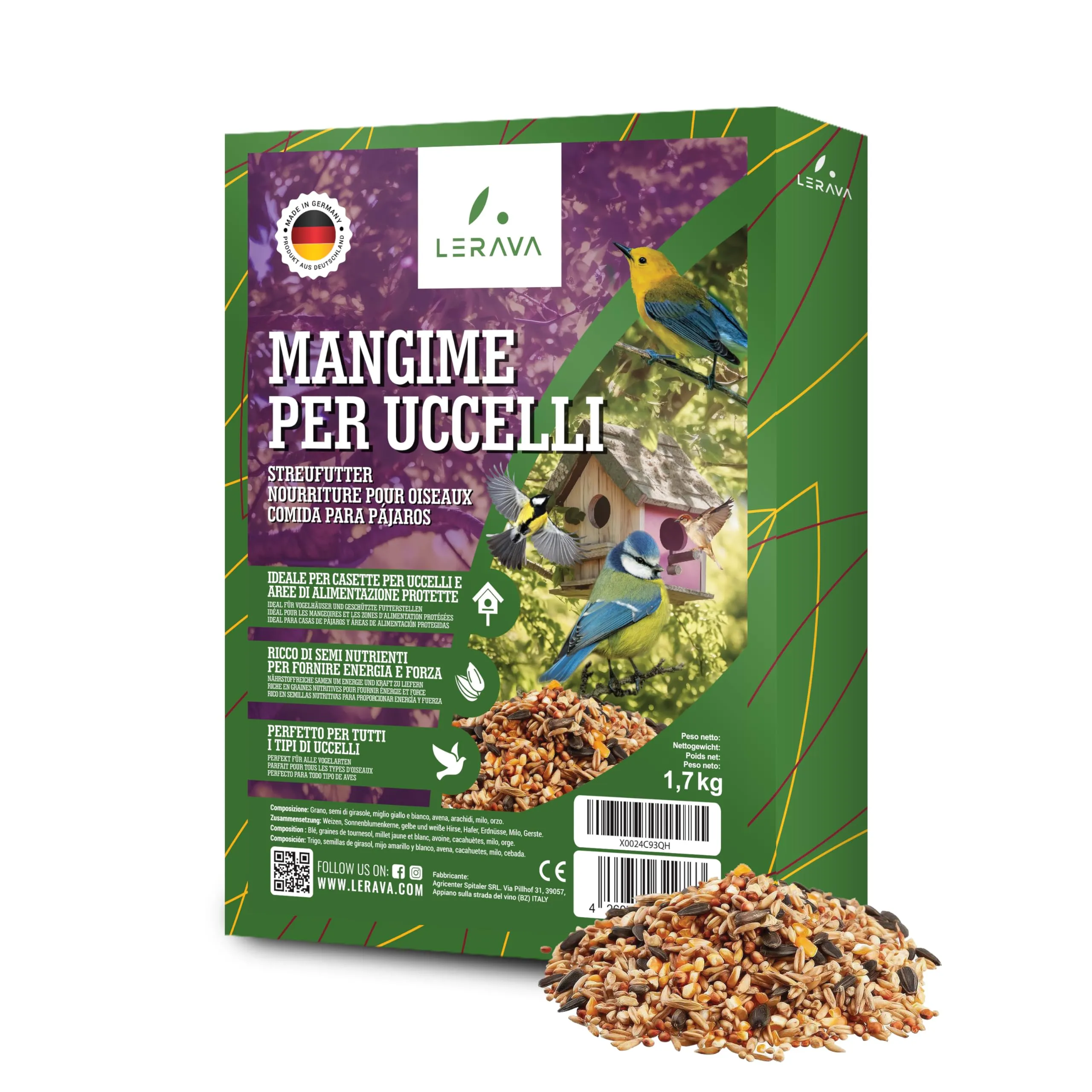 LERAVA® Mangime per Uccelli Selvatici - 800g - Energia e Forza per Tutto l'Anno