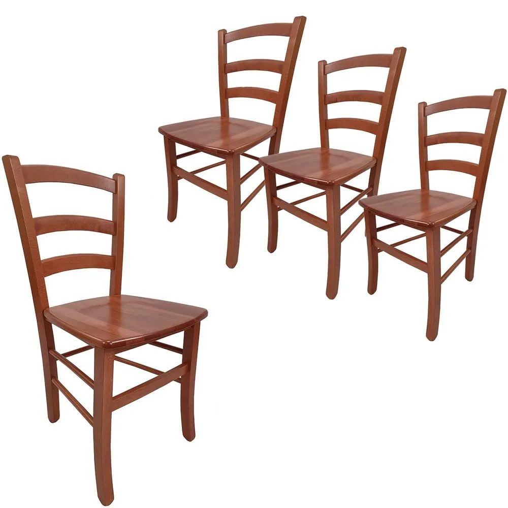 VIRSUS Set 4 Sedie Paesana Noce Scuro in Legno Massello Made in Italy
