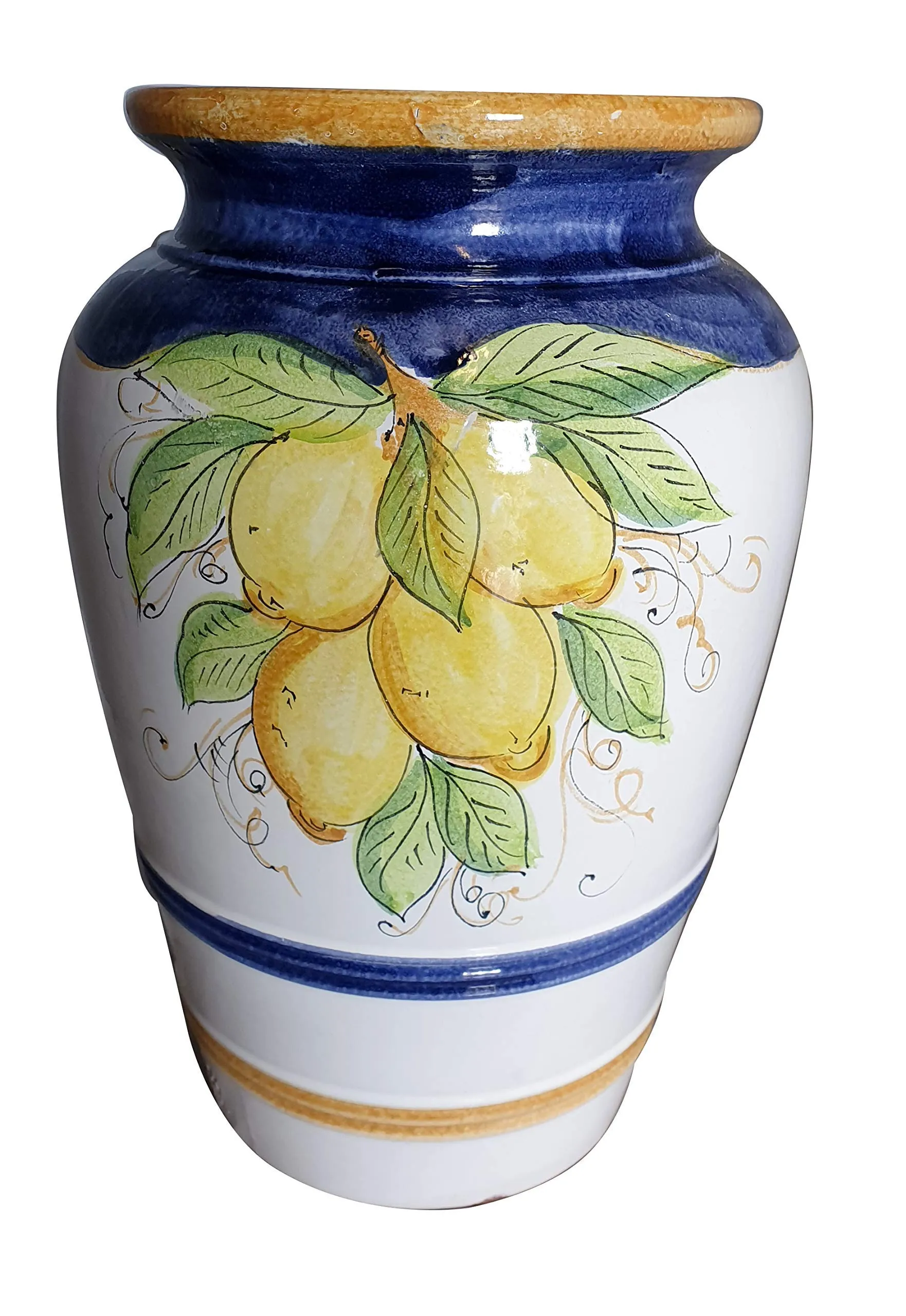 Portaombrelli Artistico in Ceramica di Vietri Bianco e Blu