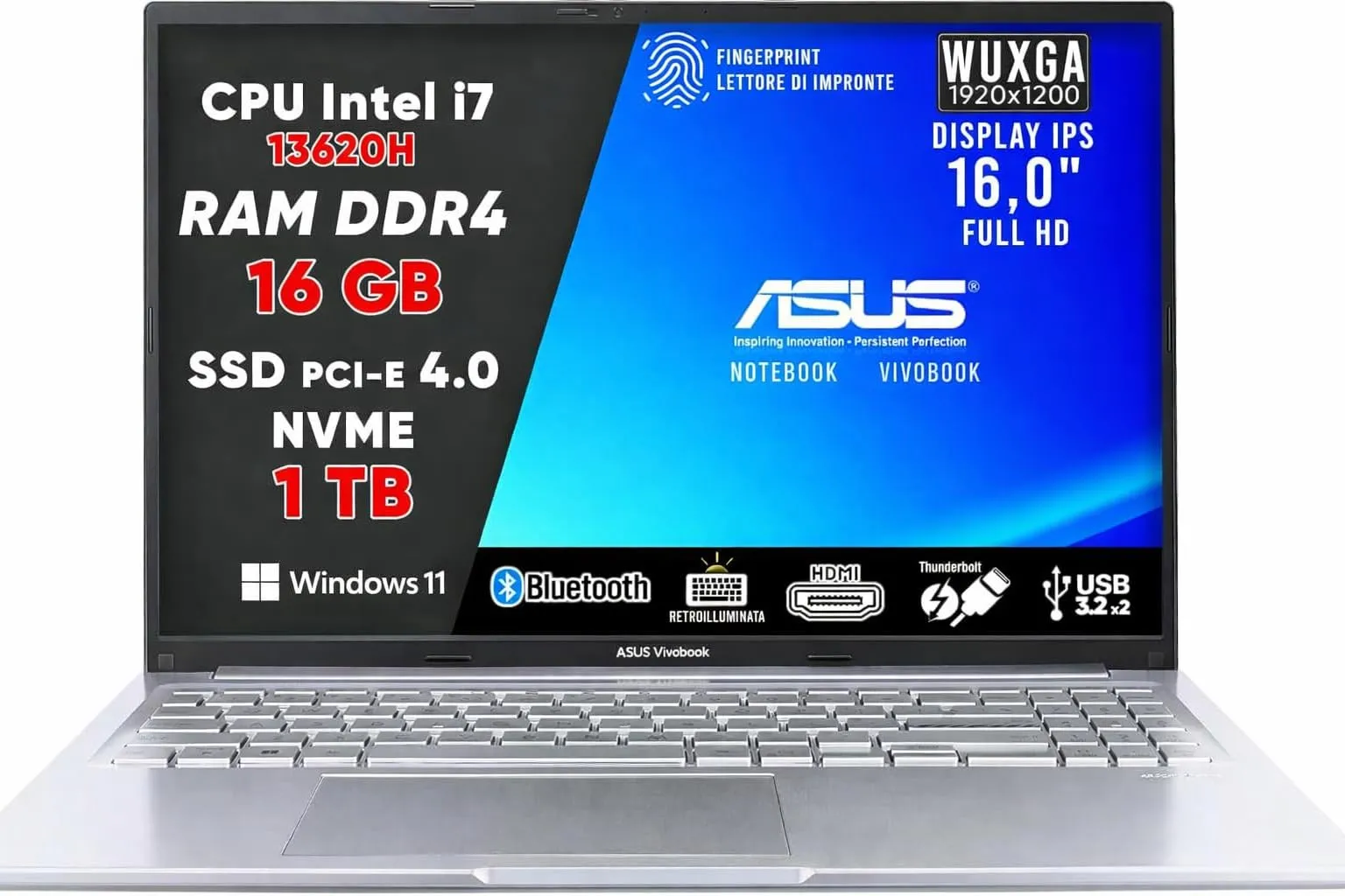 ASUS VivoBook 16" Notebook i7 - Potenza e Portabilità