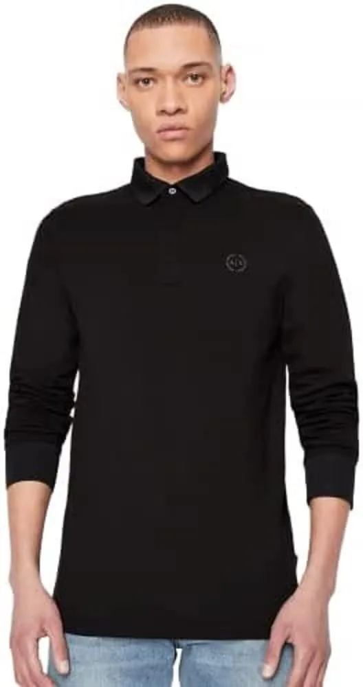 Polo Uomo Armani Exchange Nera con Logo Ricamato