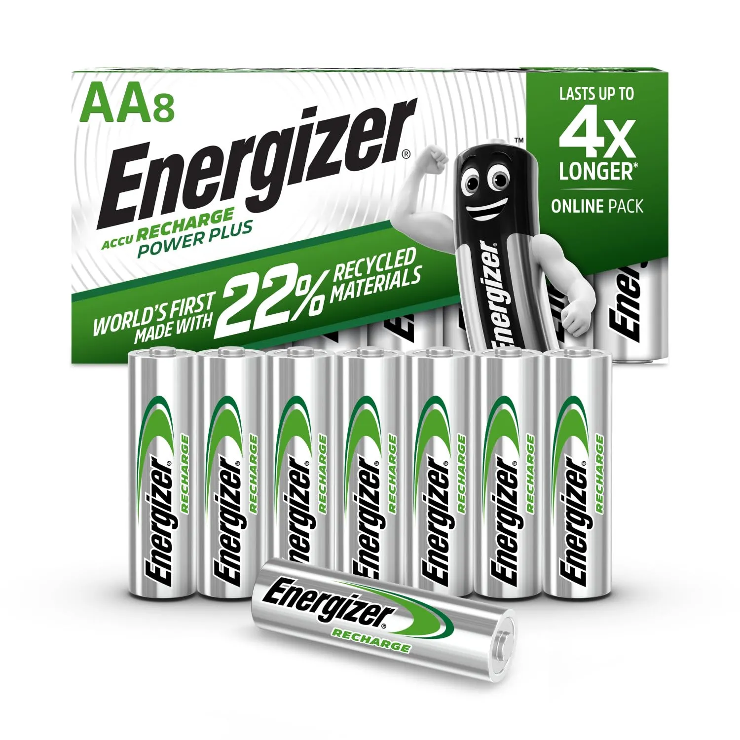 Energizer Recharge Power Plus AA - Confezione da 8 Batterie Ricaricabili