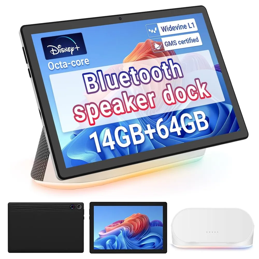 Whitedeer Tablet Android 10'' con Dock AI e Ricarica Wireless