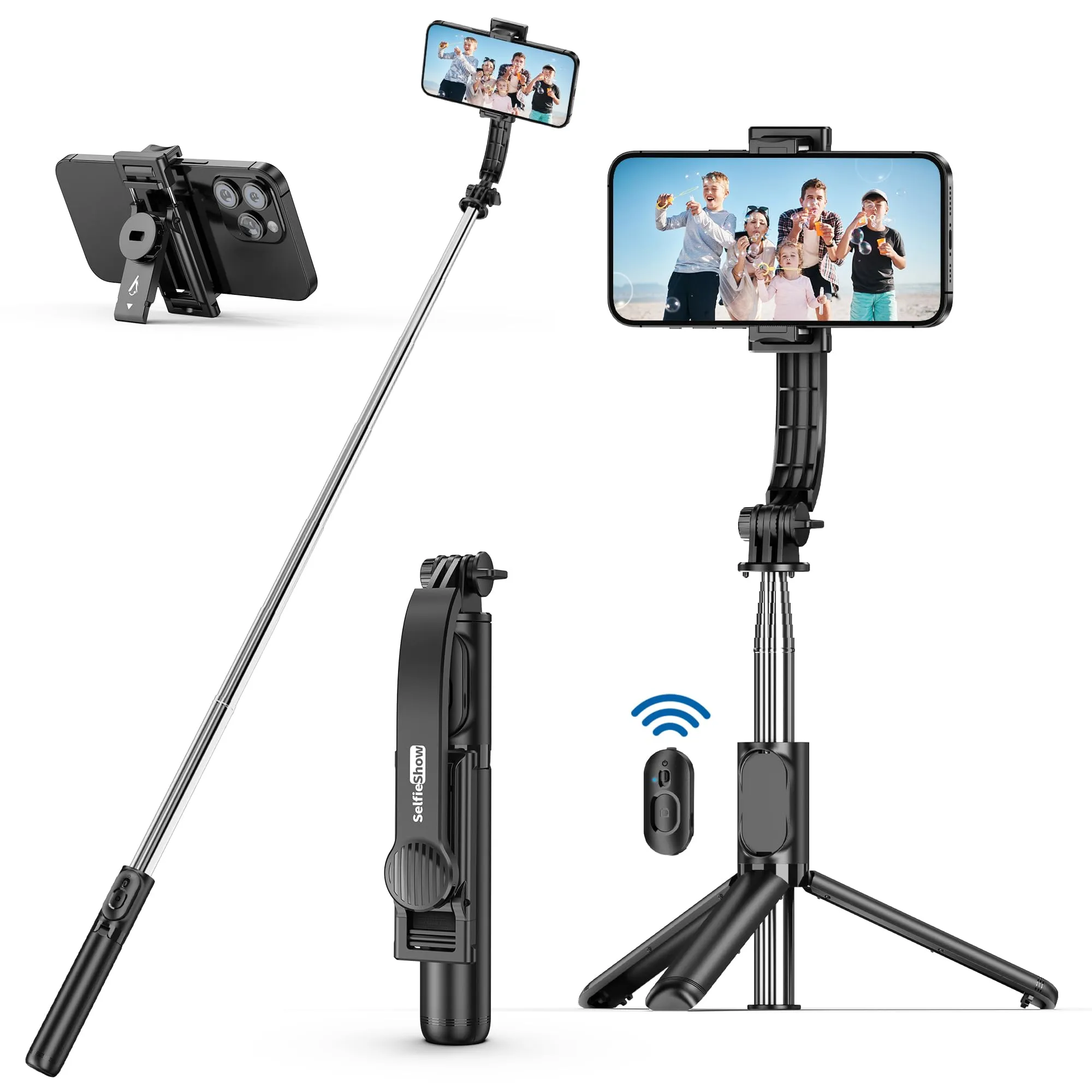 SelfieShow Bastone Selfie Treppiede 4 in 1 Estensibile 106cm con Telecomando per Smartphone