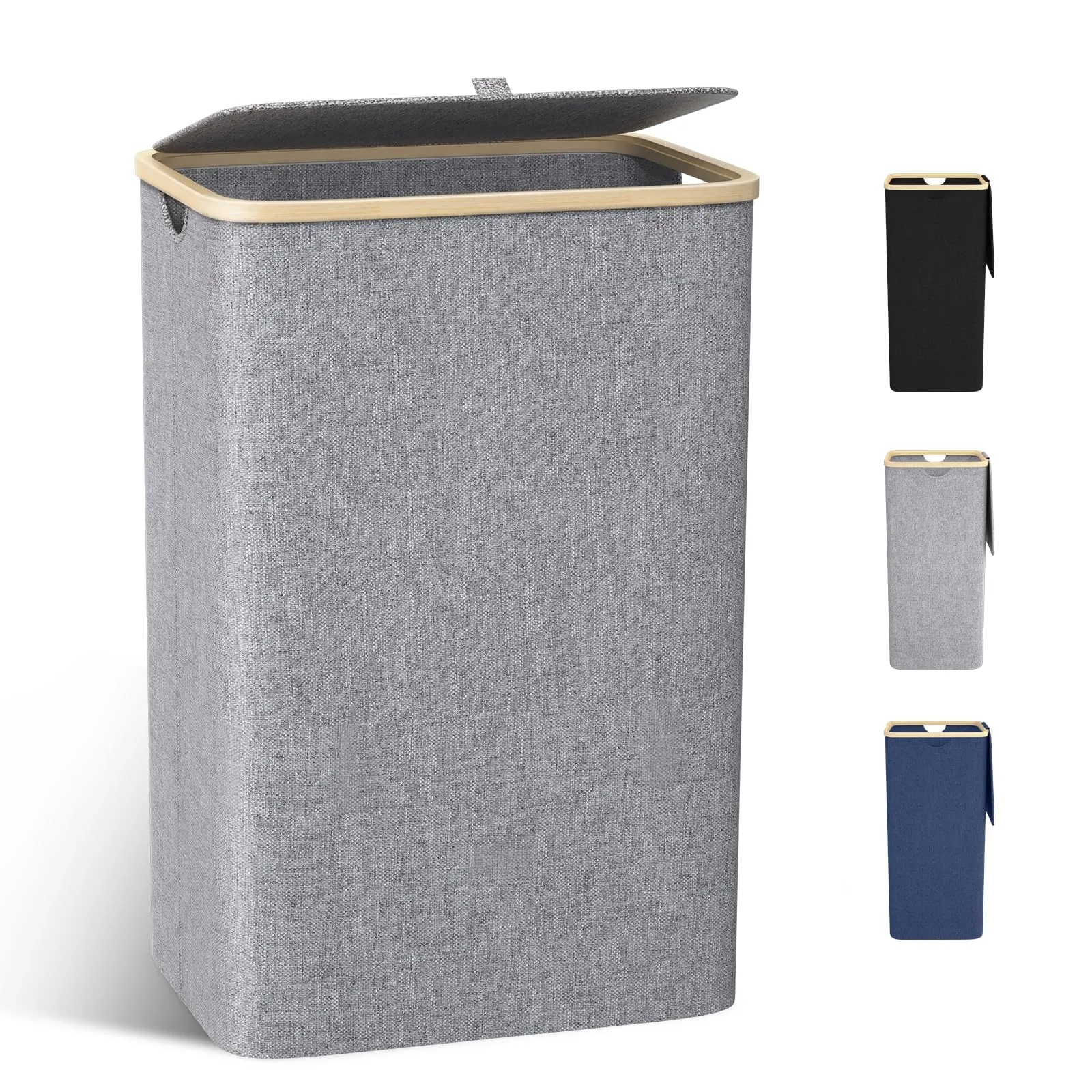 Cesto Portabiancheria in Bambù 100L - Grigio