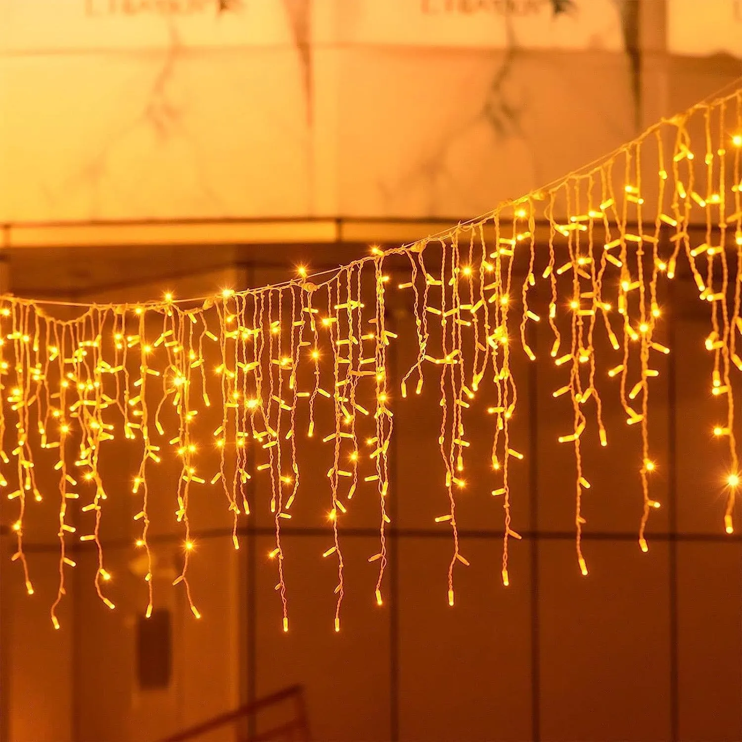 Tenda Luminosa Natale 200 LED 5M, Cascata di Luci Esterna/Interna