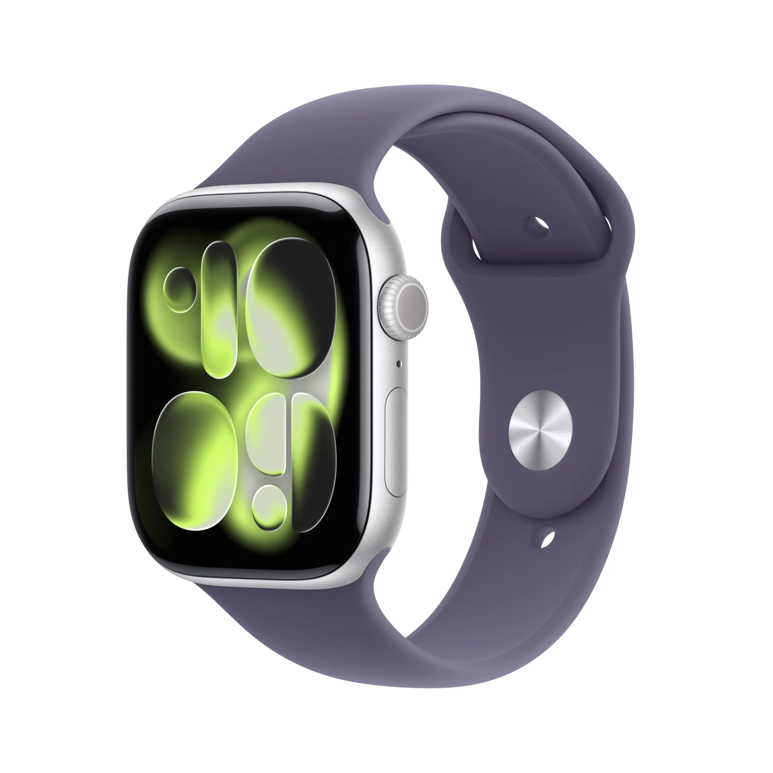 Apple Watch Series 11 GPS + Cellular, 46mm Argento, Cinturino Sport Viola Nebbia