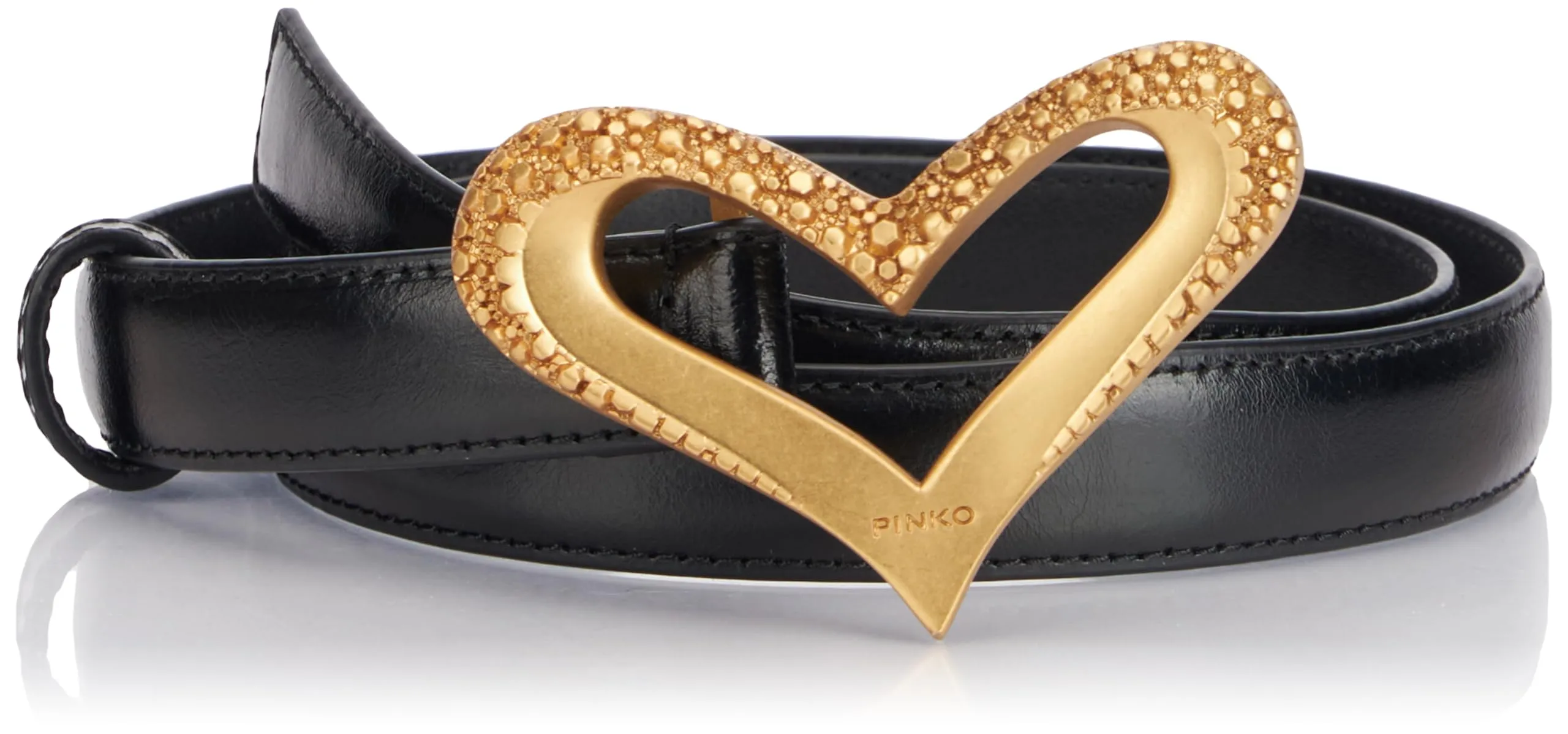 Cintura Pinko Love Heart H2 Pelle Vintage Nera e Oro