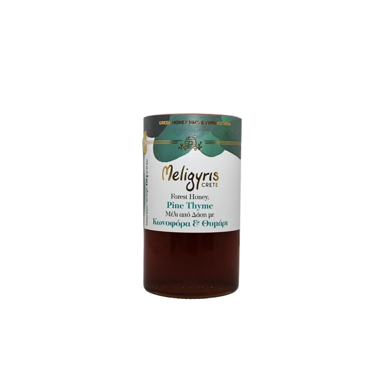 Meligyris - Miele Greco di Foresta con Pino e Timo – 100% Naturale, Crudo e Non Filtrato – Artigianale da Creta, 450g