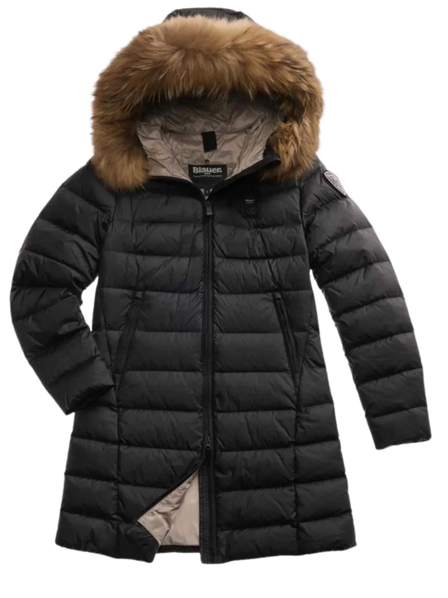 Blauer Giubbotto Kristin Piumino Lungo Donna Nylon Nero