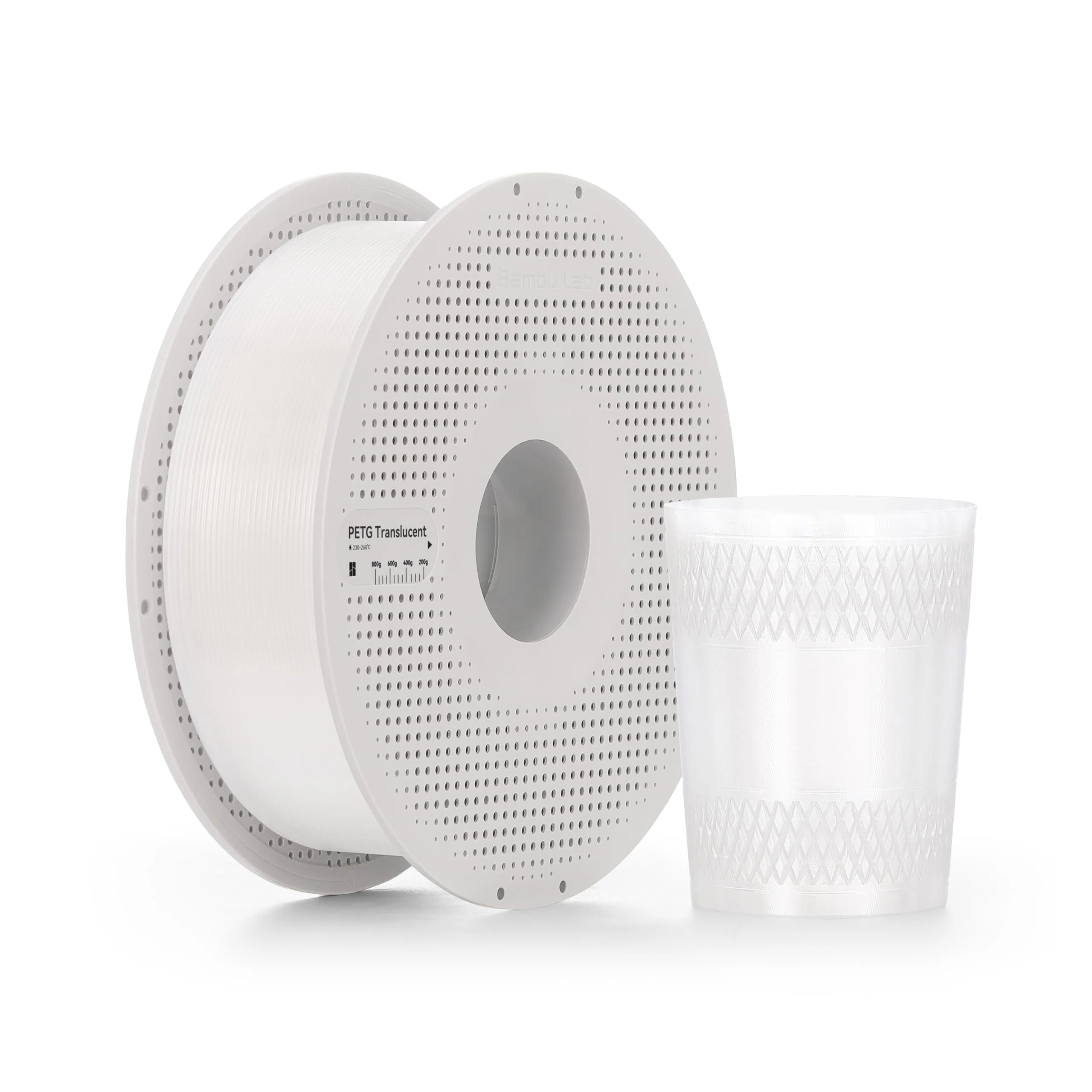 Bambu Lab PETG Translucent - Filamento 3D Trasparente 1.75mm, Effetto Vetro, Resistente UV/Acqua, 1kg