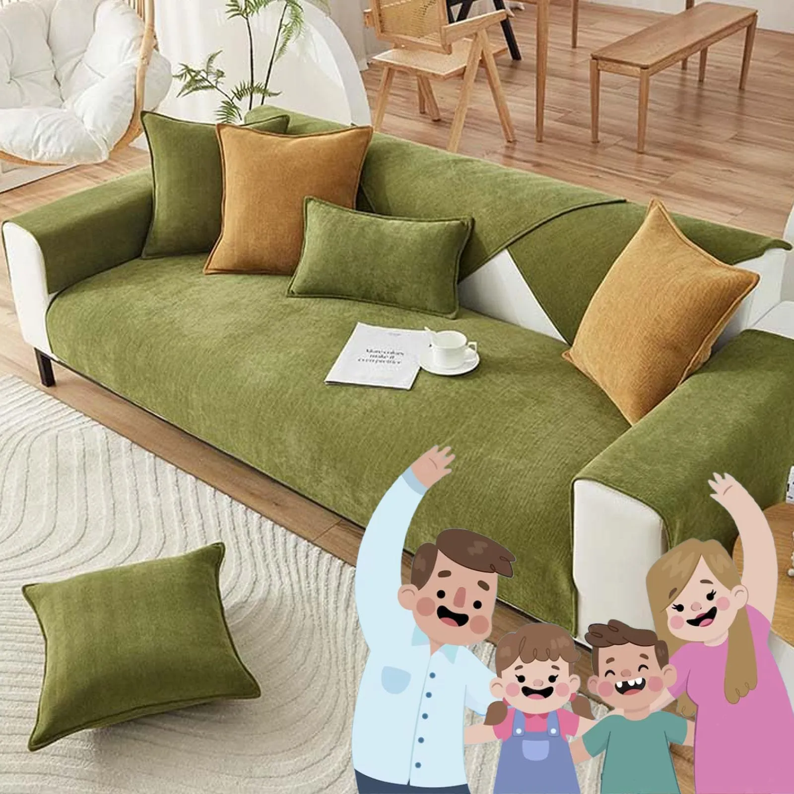 Funnyfuzzy - Copridivano in ciniglia blu a spina di pesce, 90 x 180 cm